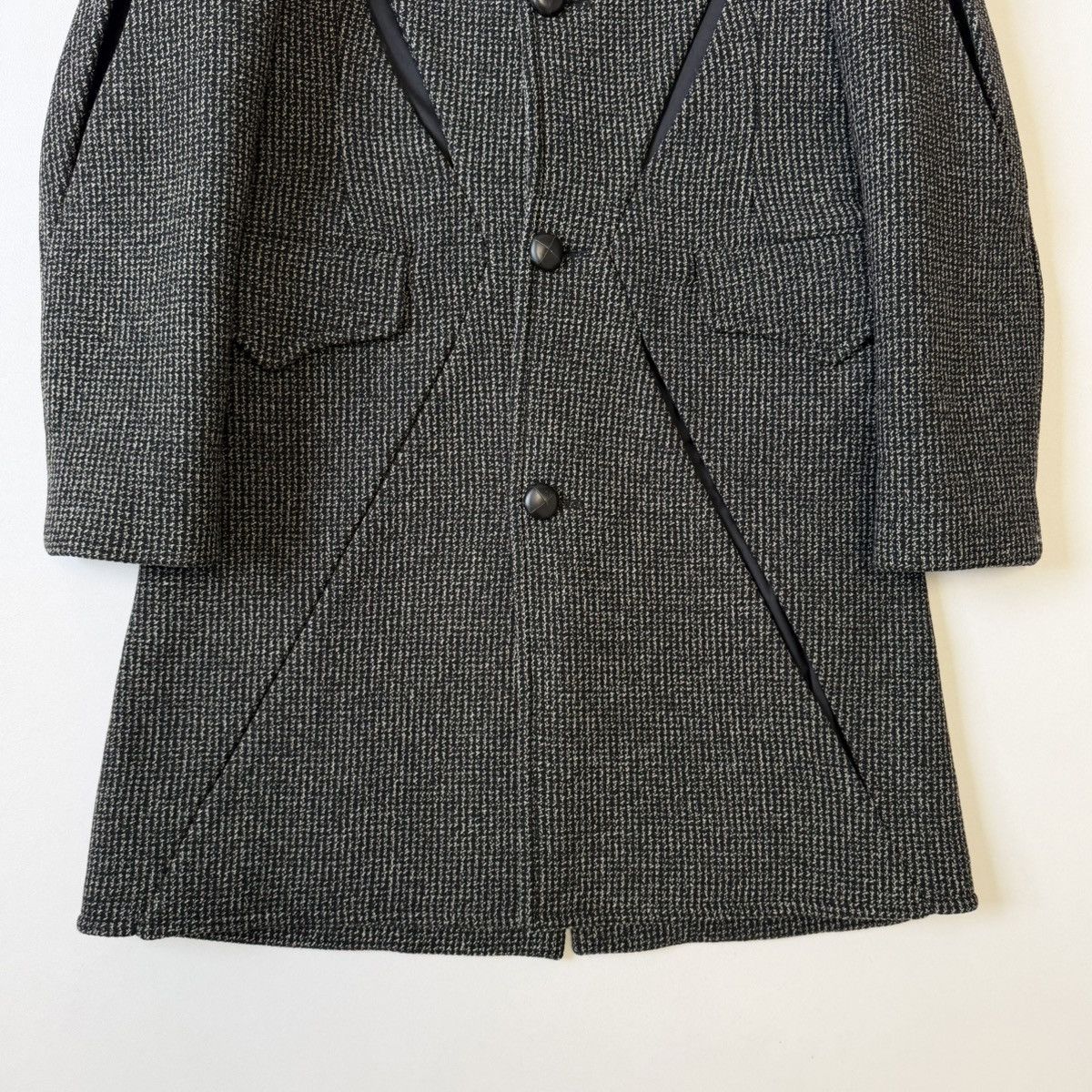 Stefan Cooke A/W 19 ‘Slashed’ Black/Beige Wool Overcoat Size US M / EU 48-50 / 2 - 10 Thumbnail