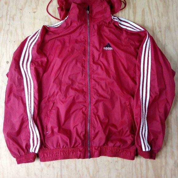 Adidas × Vintage Vintage 90s Adidas 3 Stripe Windbreaker Jacket Hooded Size US M / EU 48-50 / 2 - 3 Thumbnail