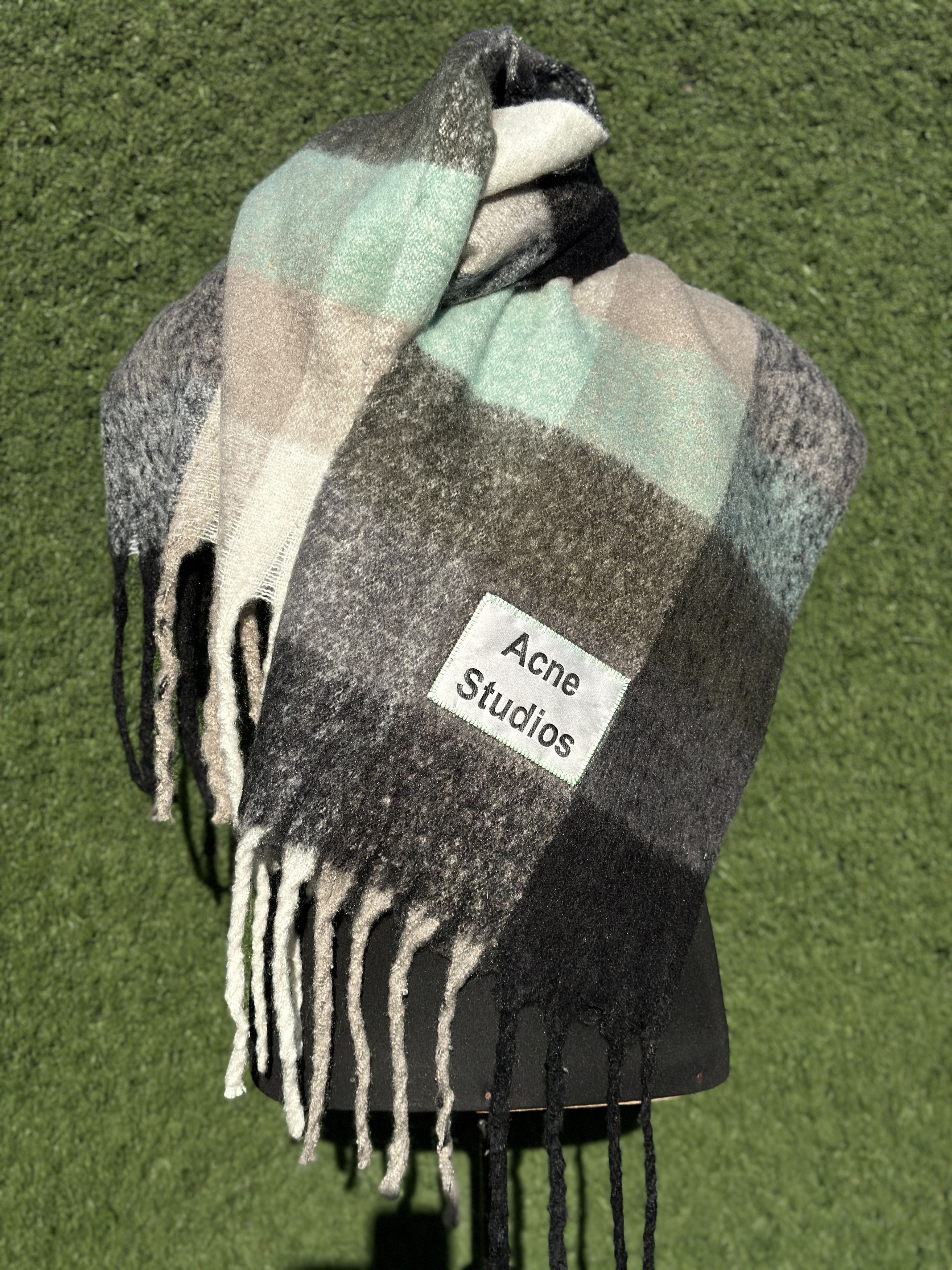 Acne Studios Acne Studios Wool Blend Check Scarf Gray Large 250x 35 cm Size ONE SIZE - 10 Thumbnail