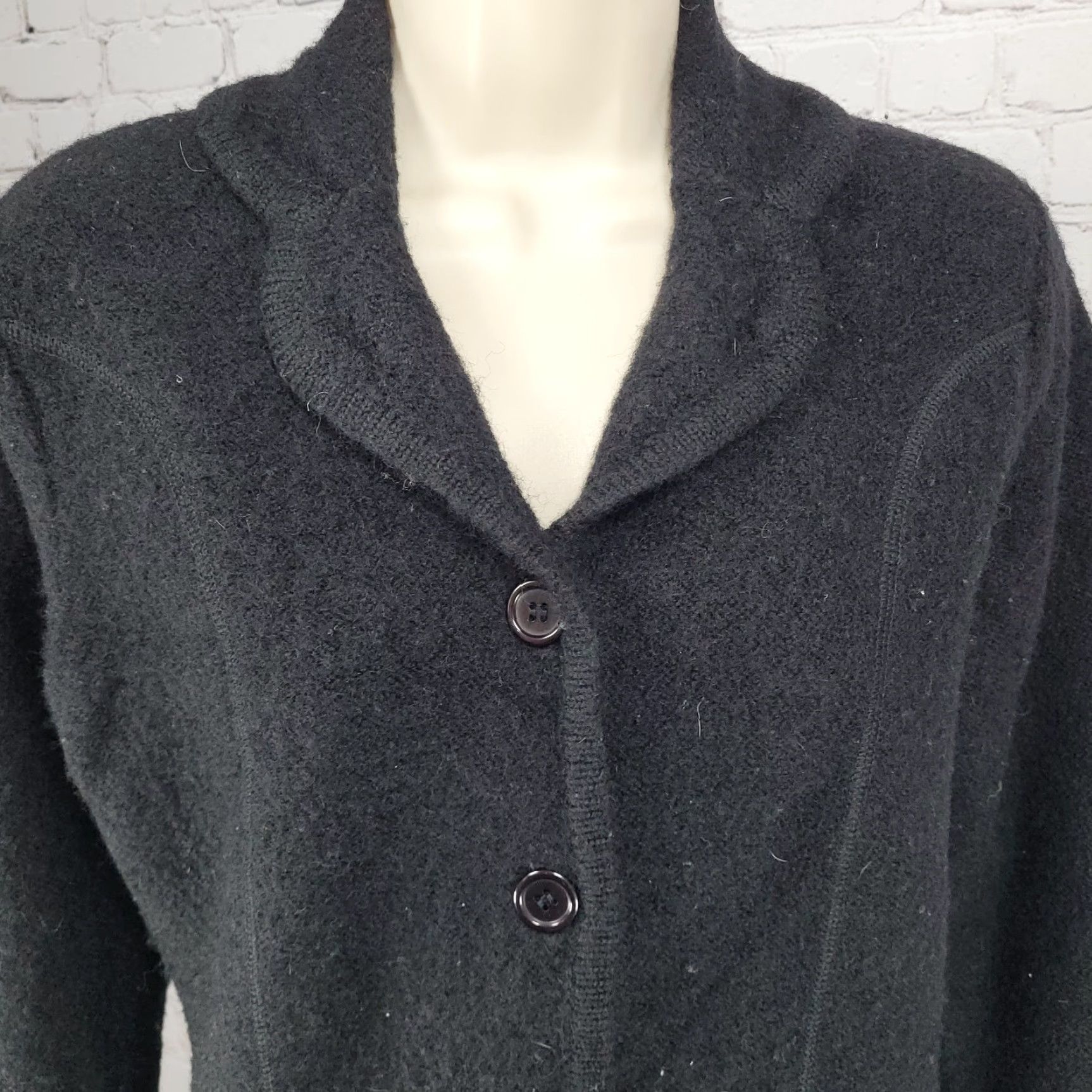 Lord & Taylor LORD & TAYLOR Black 100% Wool Jacket PM Petites Collared Pockets Classic Womens Size M / US 6-8 / IT 42-44 - 6 Thumbnail