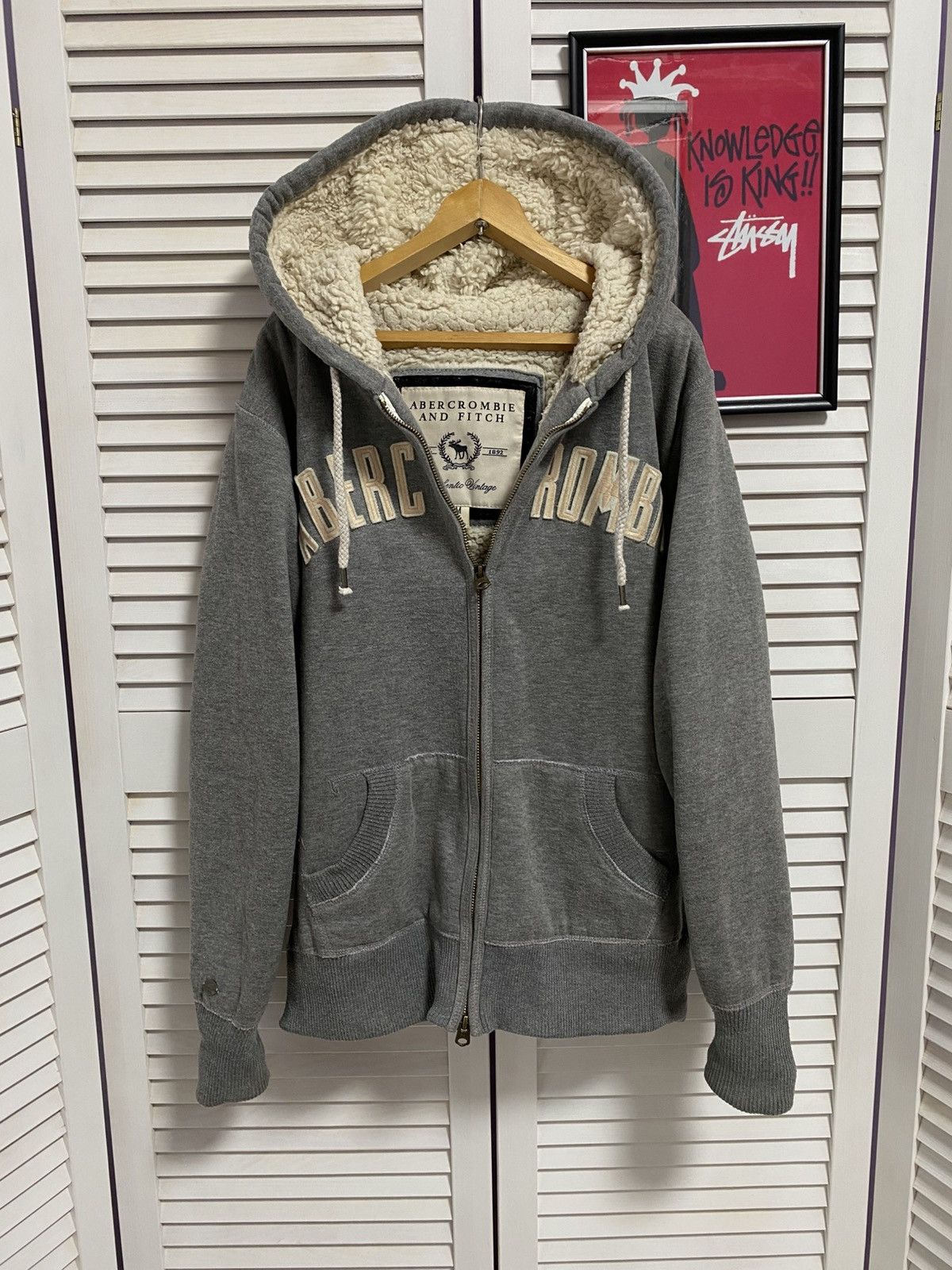 Abercrombie & Fitch Vintage Hoodie Abercrombie Fitch Sherpa Fleece Winter Jacket Size US M / EU 48-50 / 2 - 1 Thumbnail