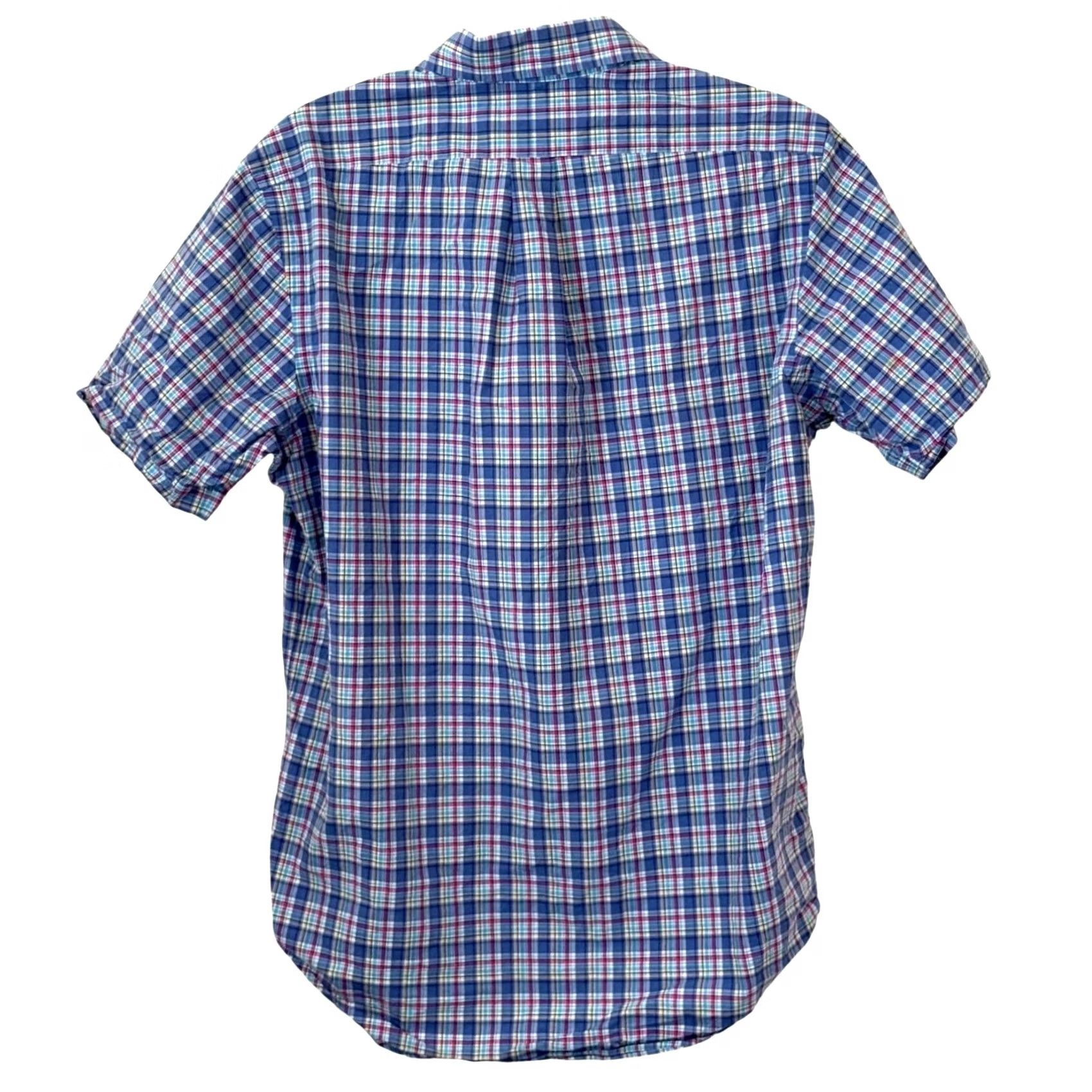 Ralph Lauren Ralph Lauren Men Plaid Short Sleeve Button Up Polo Shirt - Medium Blue Size US M / EU 48-50 / 2 - 2 Thumbnail