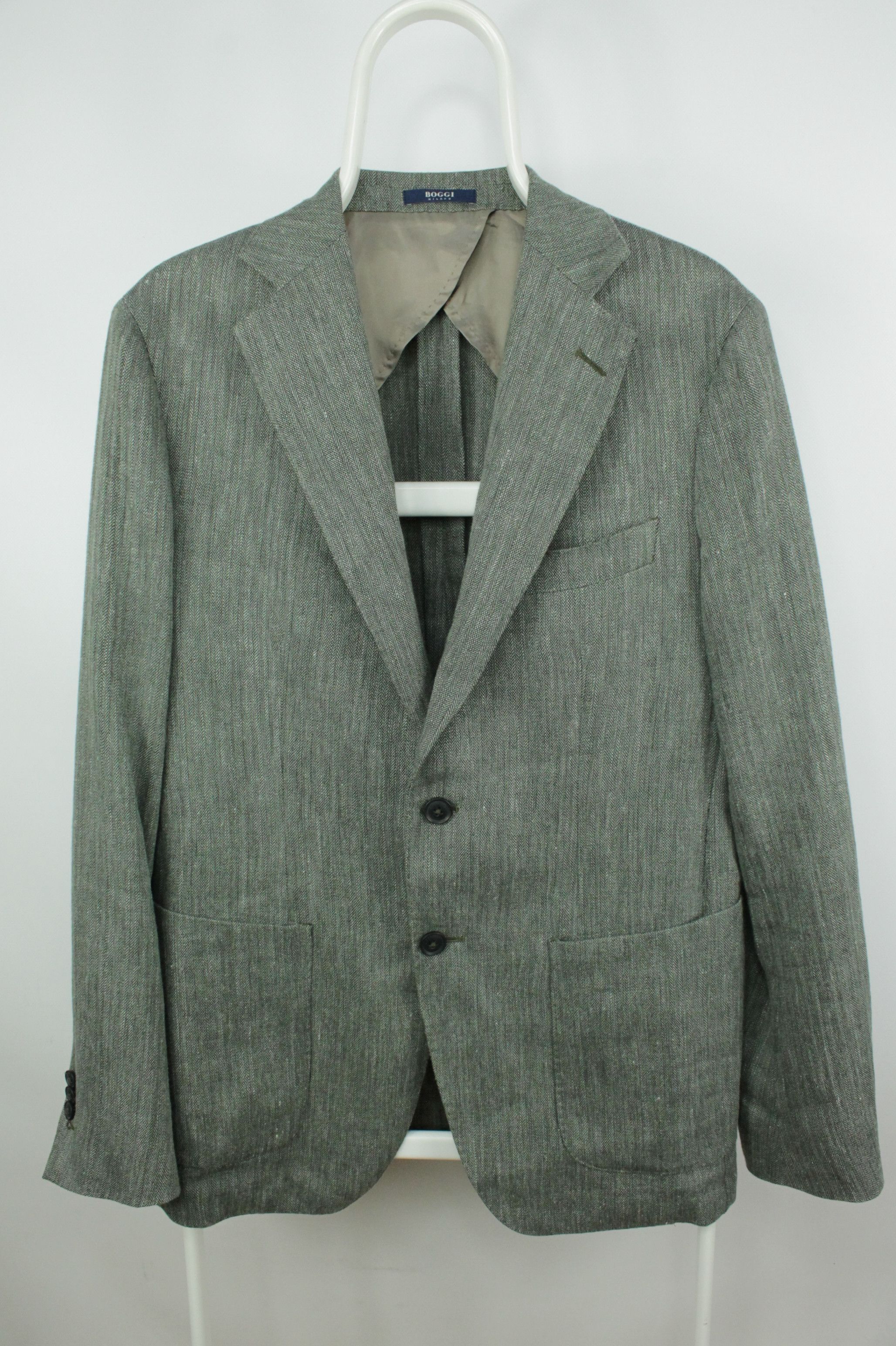 Boggi Boggi Micro Herringbone Linen Wool Sport Coat Blazer Jacket Size US M / EU 48-50 / 2 - 1 Thumbnail