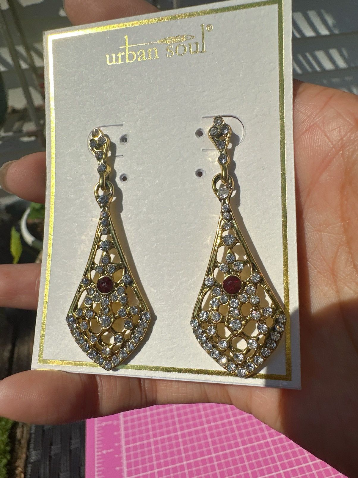 Designer Urban soul earrings gold tone hallowed floral metal teardrop Size ONE SIZE - 5 Thumbnail