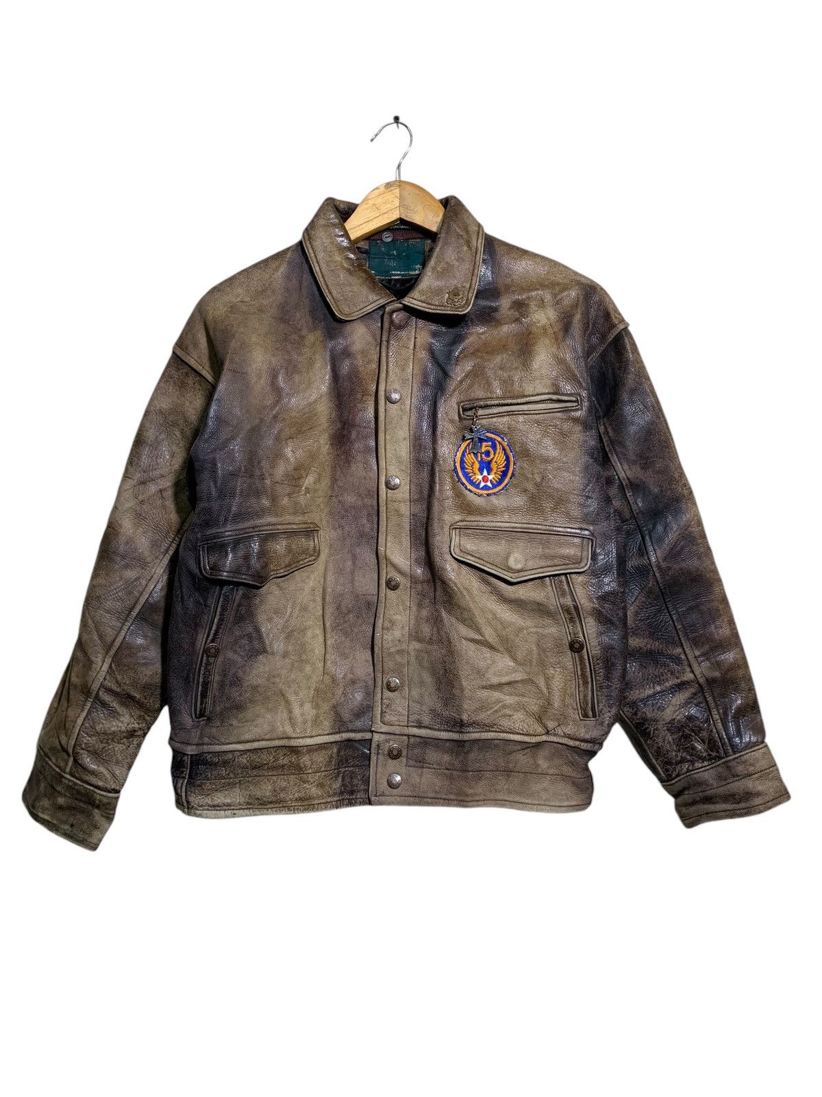 Vintage 🔥VTG SHEEPSKIN LEATHER JACKETS ARMY FLIGHT Size US S / EU 44-46 / 1 - 1 Thumbnail