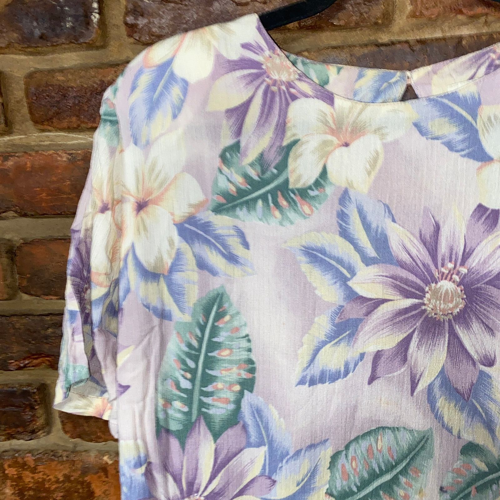 Other Jaclyn Smith Purple Floral Blouse Shoulder Pads Medium Size M / US 6-8 / IT 42-44 - 2 Thumbnail