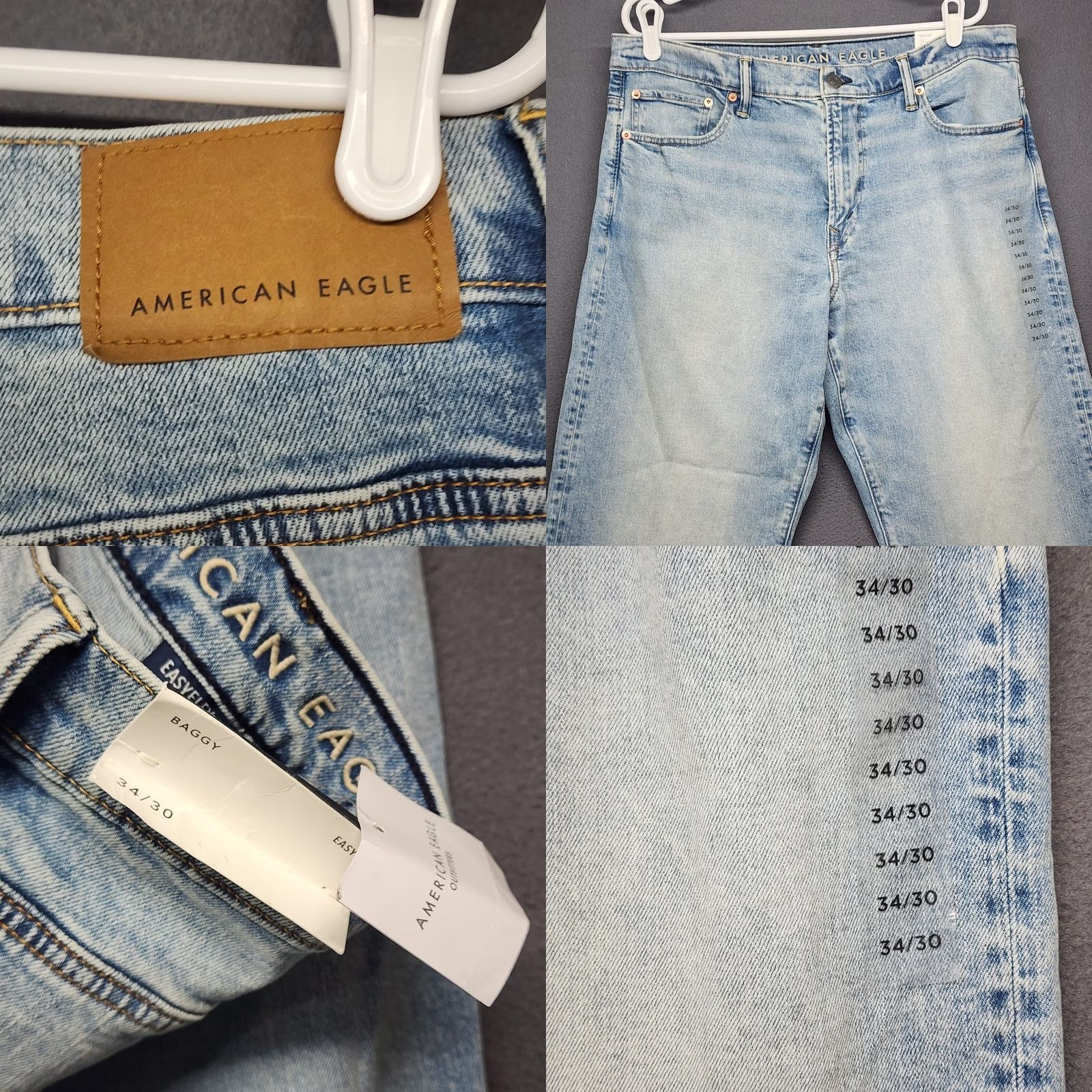 Vintage VINTAGE American Eagle Baggy Jeans Mens 34x30 Light Wash Blue Easyflex NEW Size US 34 / EU 50 - 9 Thumbnail