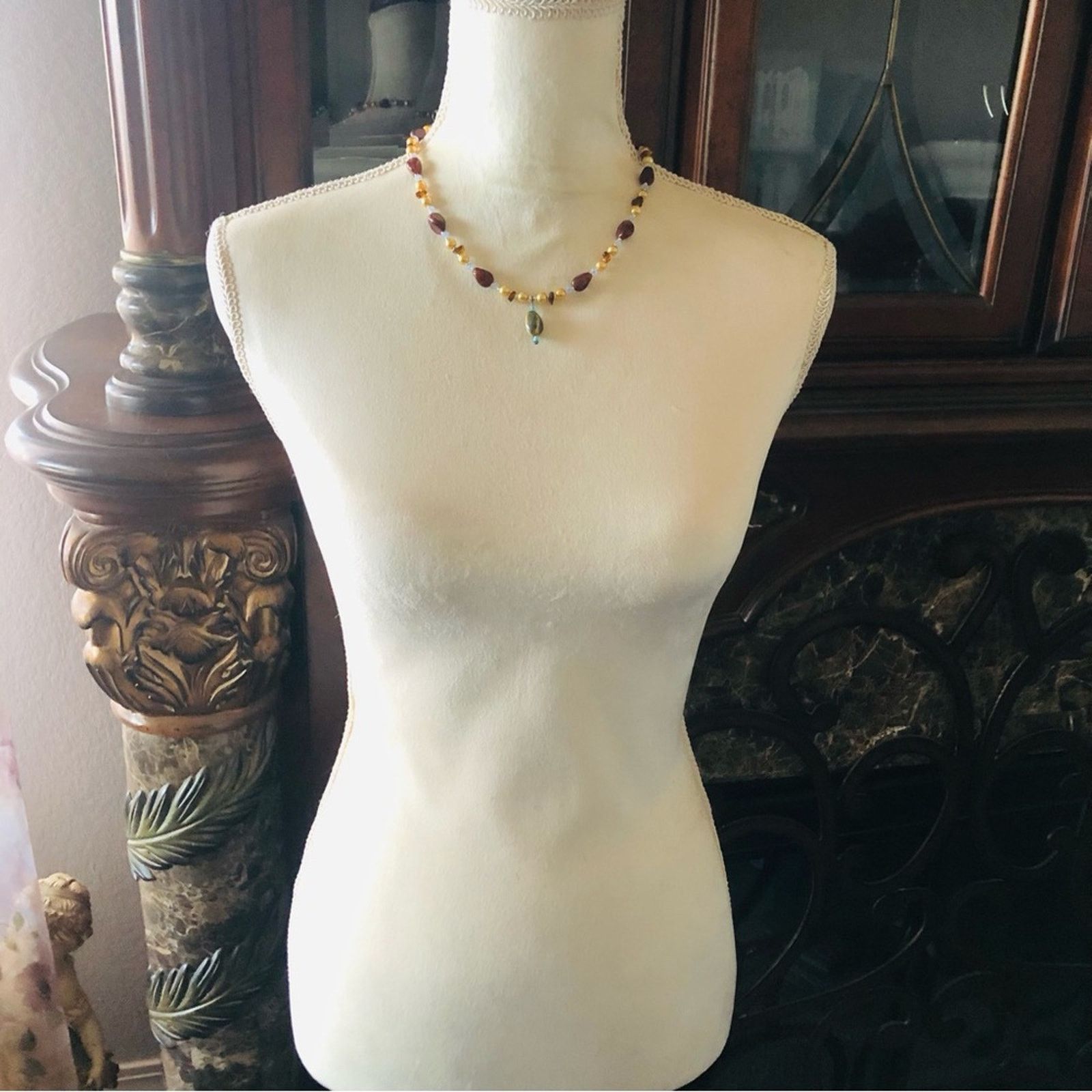 Handmade Handcrafted repurpose Czech glass pearl beaded necklace Size ONE SIZE - 5 Thumbnail
