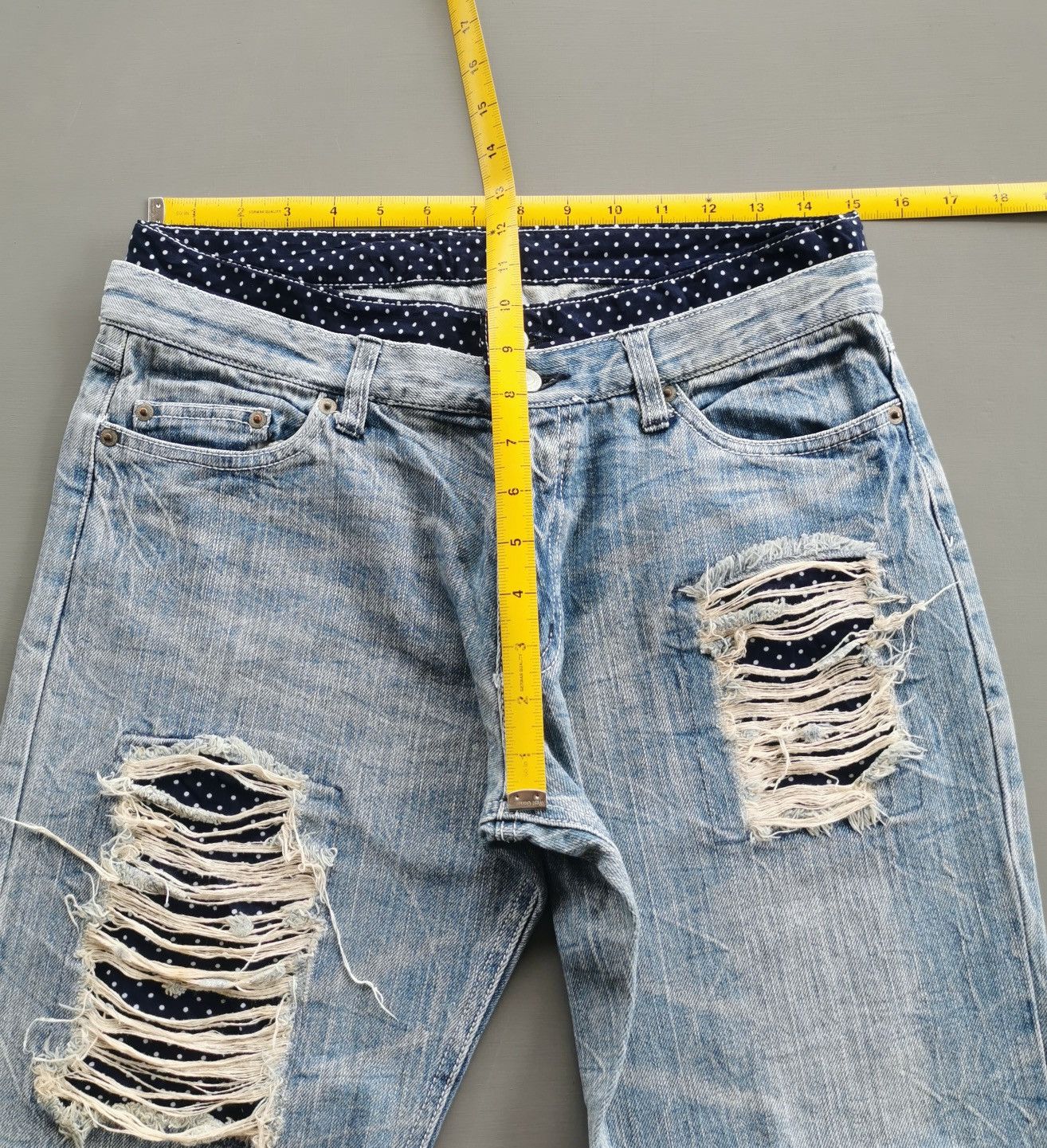 Japanese Brand Unbrand Polkadot Double Waist Jeans Size US 30 / EU 46 - 8 Thumbnail
