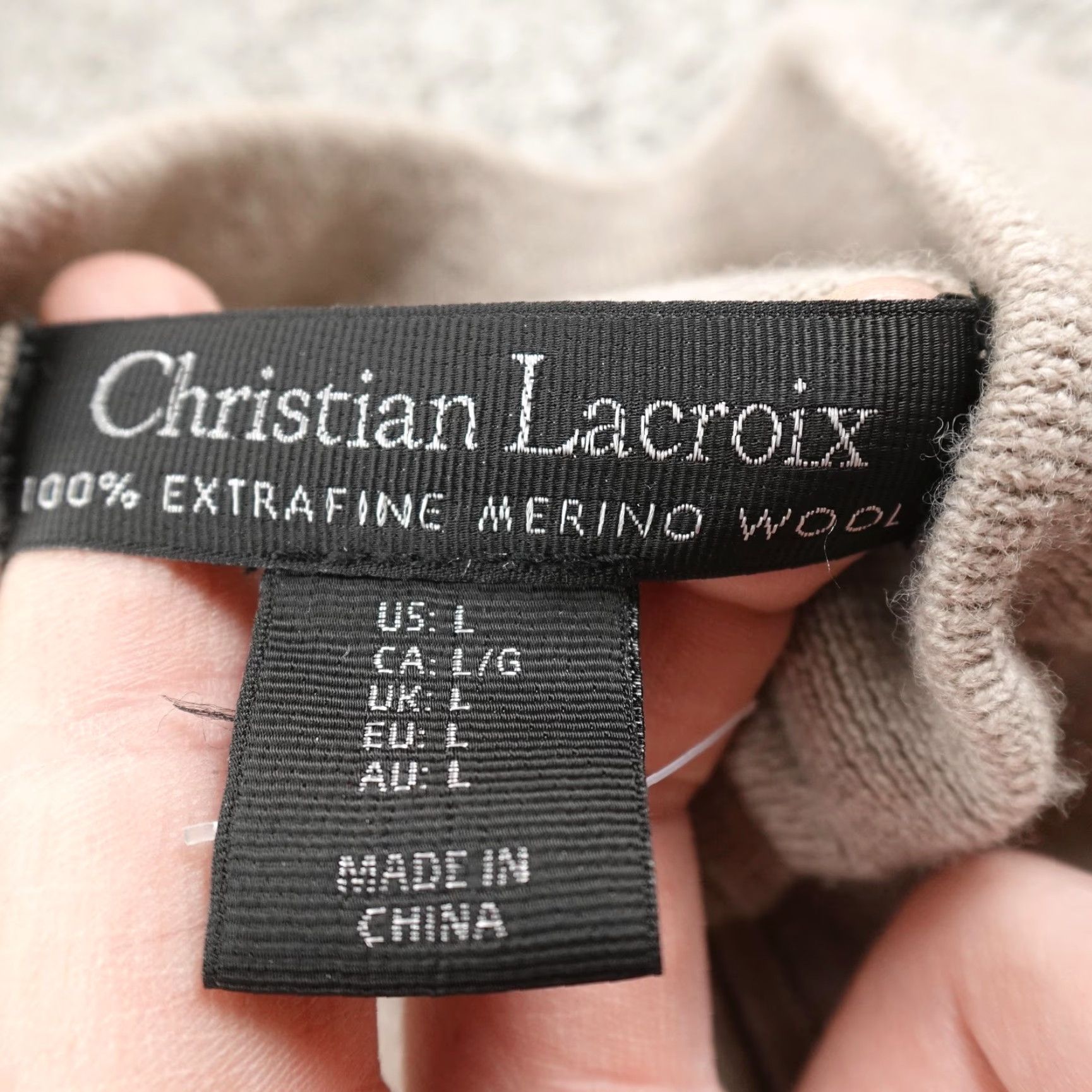 Christian Lacroix Christian Lacroix Sweater Mens L Beige Merino Wool 1/4 Zip Mock Neck Knit Pullover Long Sleeve Regular Fit Knitwear Casual Business Size US L / EU 52-54 / 3 - 4 Thumbnail