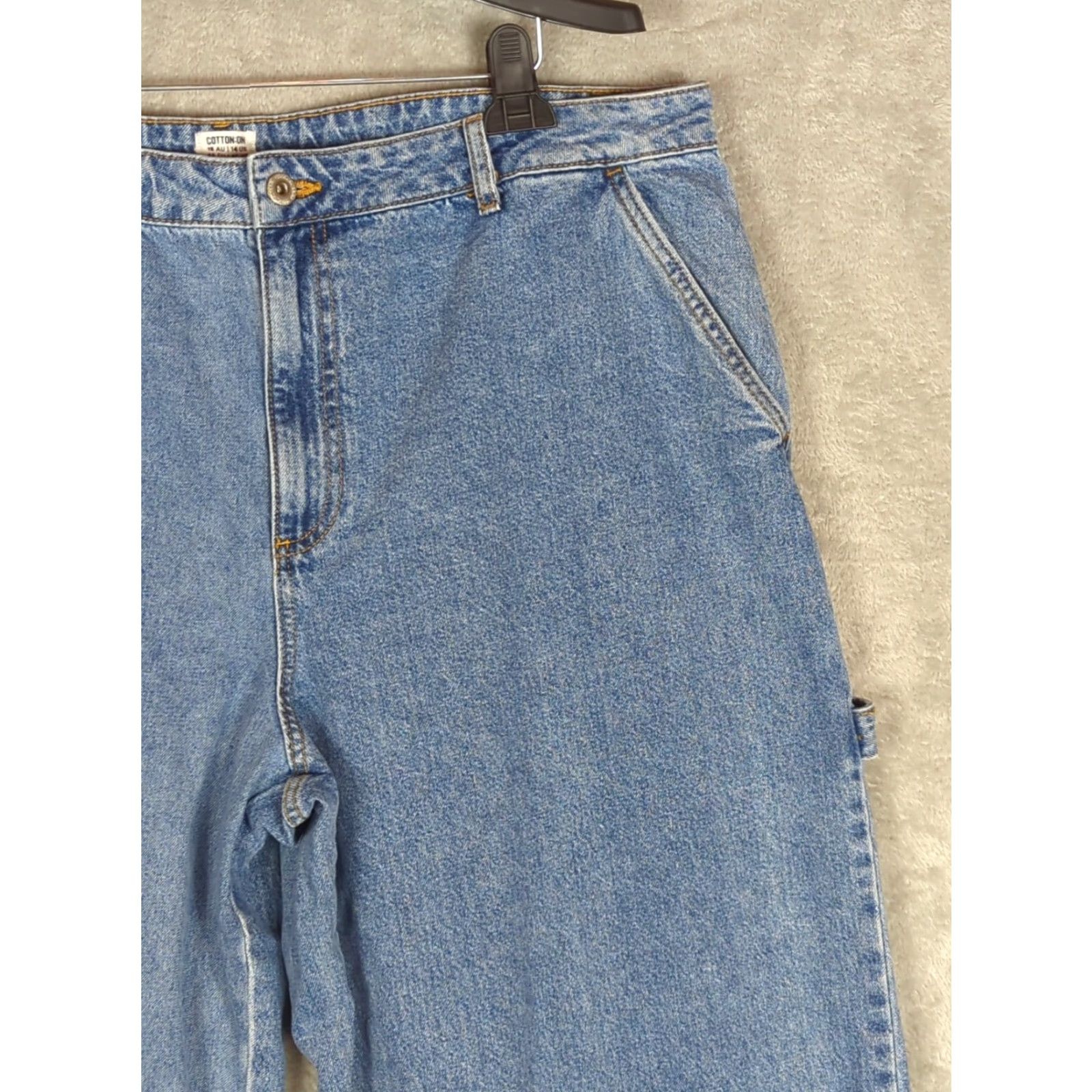 Cotton On Cotton On Denim Jeans Baggy wide leg Carpenter Womens 14 Grunge Skater Retro Relaxed Blue Denim Wide-Leg 14 Womens Size 36" / US 14 / IT 50 - 5 Thumbnail