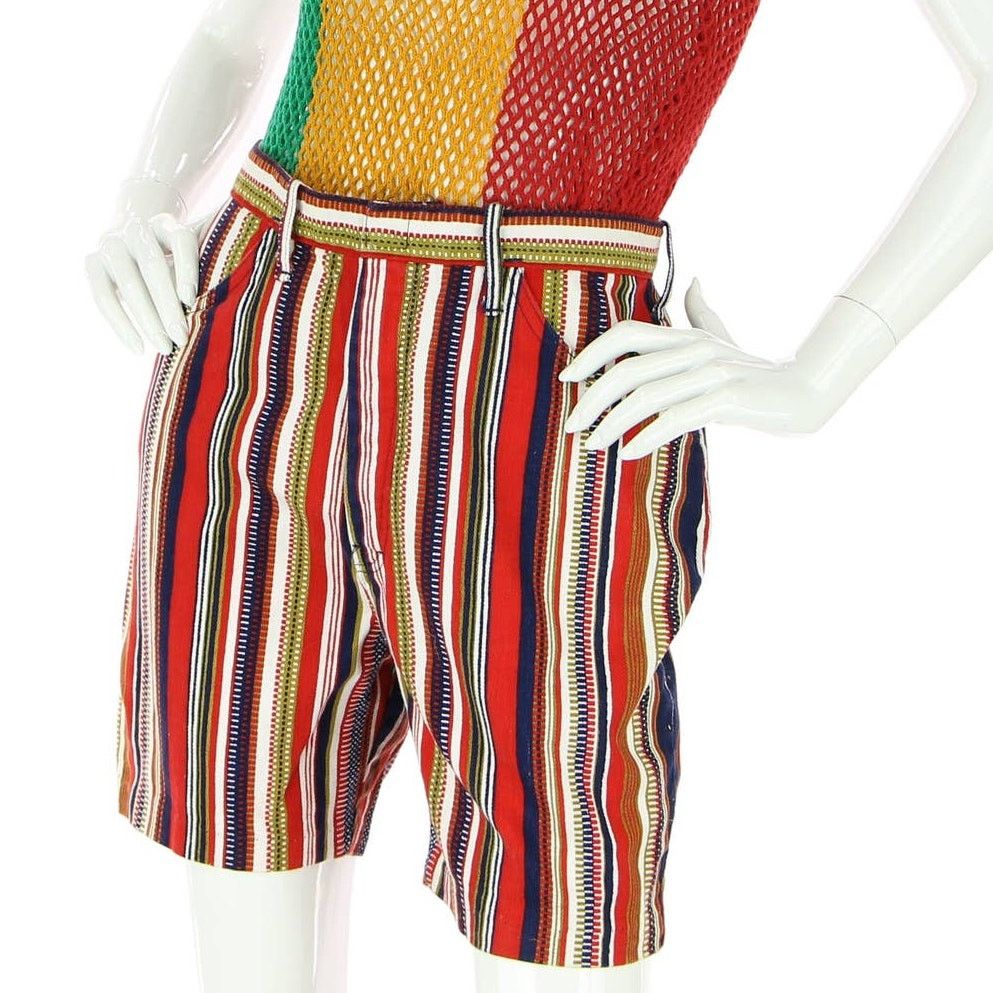 Vintage Vintage Striped Denim Shorts High Waist Size US 27 - 1 Thumbnail