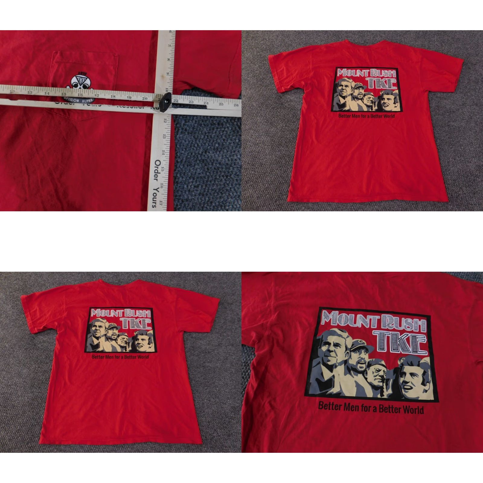Comfort Colors Comfort Colors T-Shirt Mens Large Red Skull Pocket Graphic TKE Fraternity Size US L / EU 52-54 / 3 - 8 Thumbnail