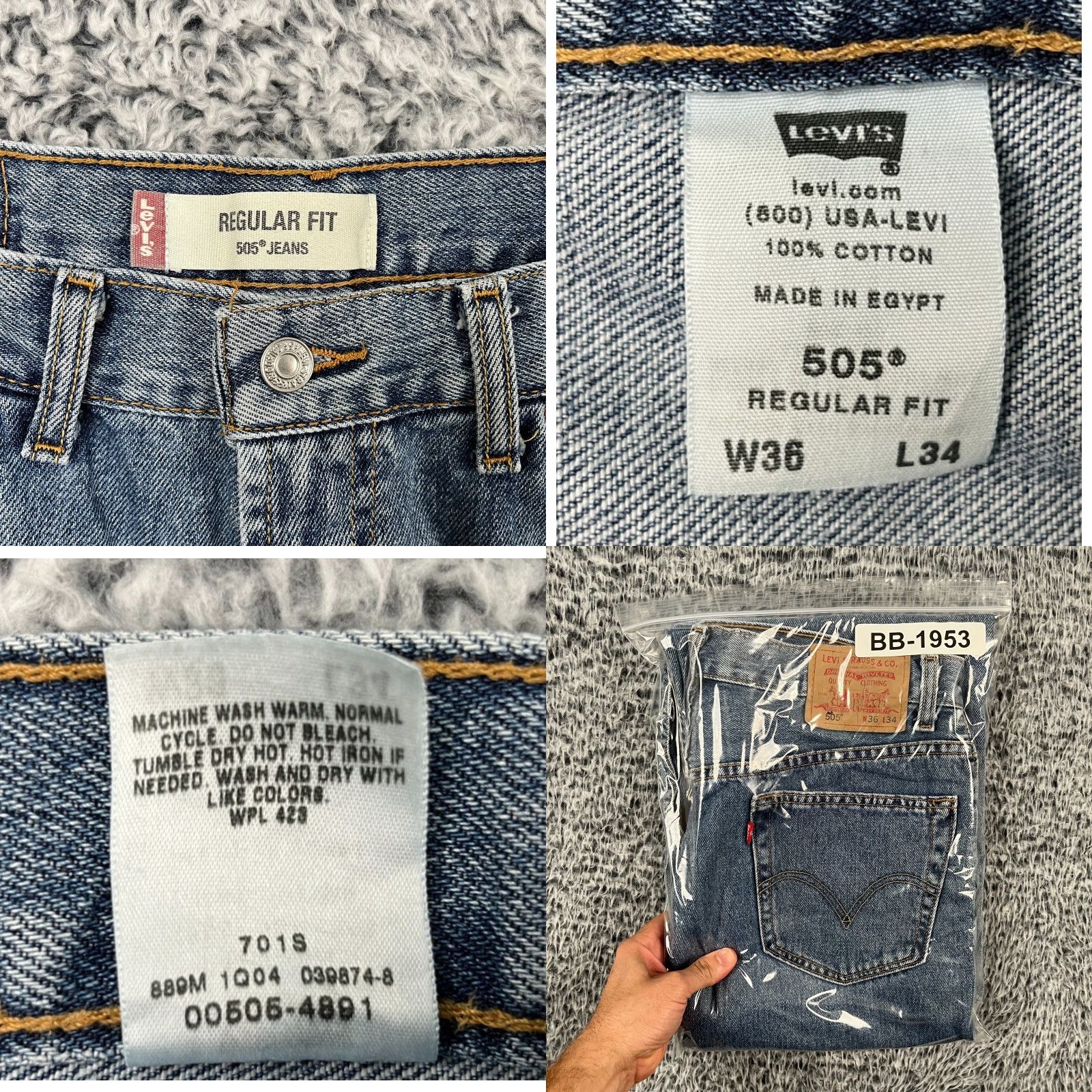Levi's VINTAGE Levi's 505 Jeans Mens 36x34 Straight Denim Blue 5-Pocket Distressed Casual Size US 36 / EU 52 - 9 Thumbnail