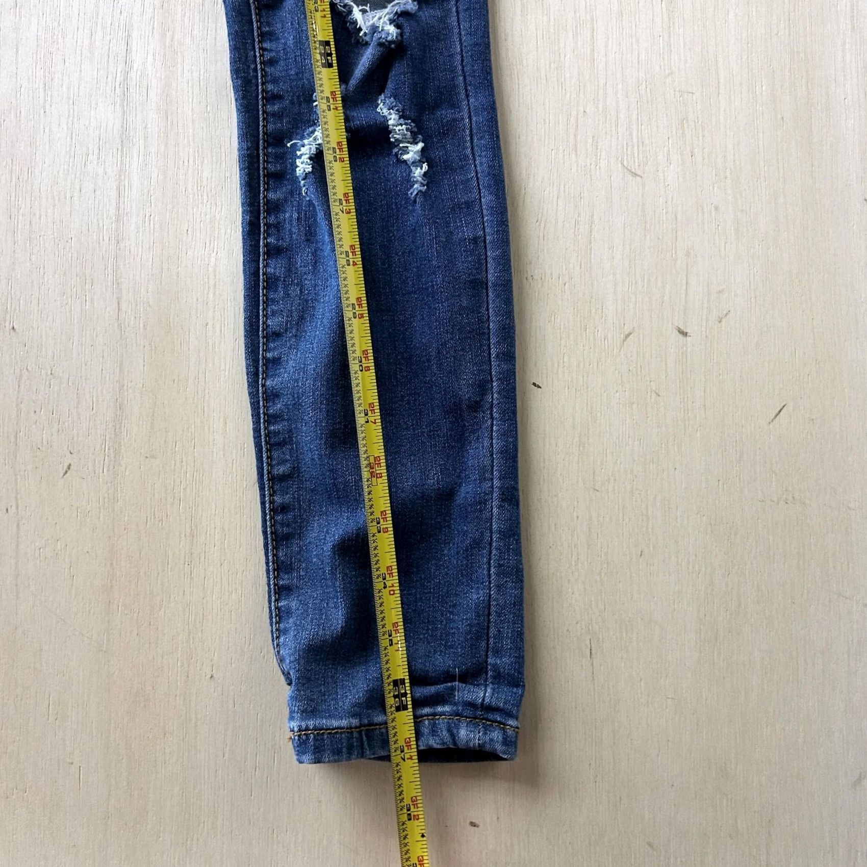 Denime Indigo Rein Jeans Womens 3 Medium Wash Blue Skinny Distressed Stretch Denim Size 26" / US 2 / IT 38 - 6 Thumbnail