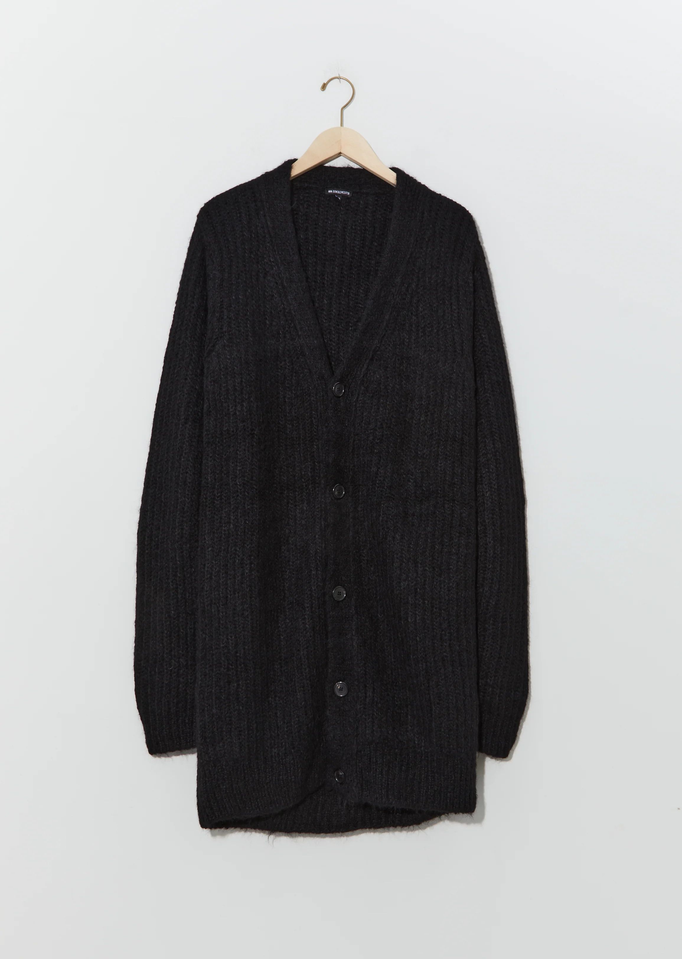 Image of Ann Demeulemeester Oversized Textured Alpaca Cardigan in Black, Men's (Size Small)