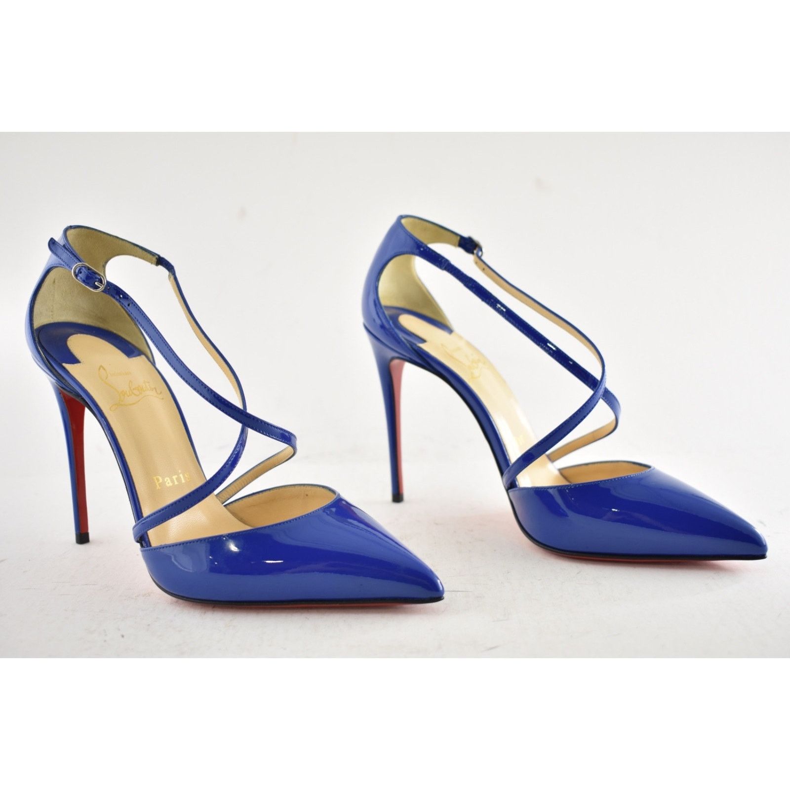 Christian Louboutin Cross Blake 100 Patent Electric Blue