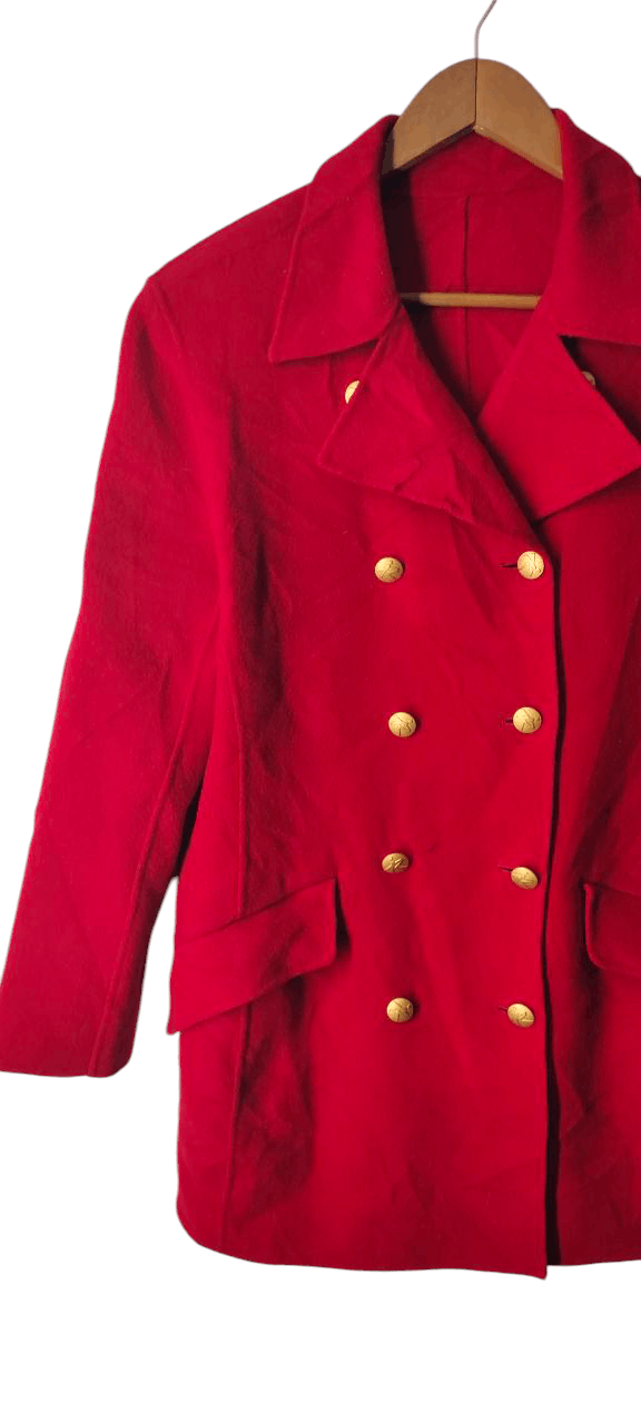 Sonia Rykiel SONIA RYKEL PARIS RED PEACOAT DOUBLE BREAST JACKET Size M / US 6-8 / IT 42-44 - 2 Thumbnail