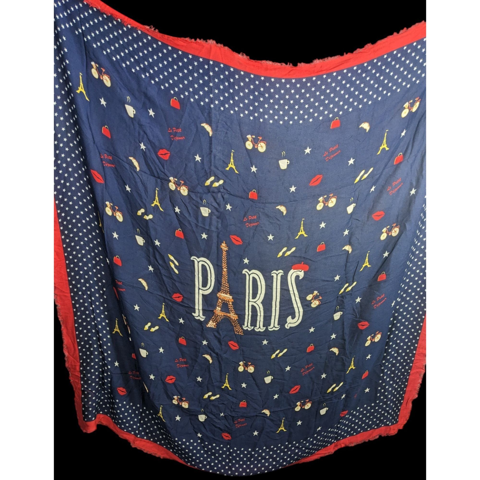 Talbots Talbots Paris-Themed Scarf With Eiffel Tower Print Navy Blue Size ONE SIZE - 1 Thumbnail
