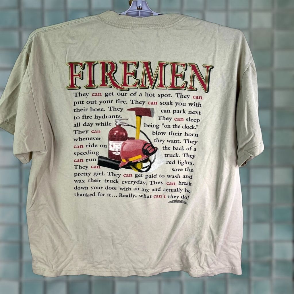 Delta VINTAGE Delta Pro Weight T-Shirt Men XL Gray Spider-Man Firemen What Can’t They Do? 90s Theme Size US XL / EU 56 / 4 - 1 Thumbnail