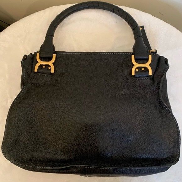 Chloe CHLOE Marcie Medium Black Textured Leader Shoulder Bag Size ONE SIZE - 3 Thumbnail