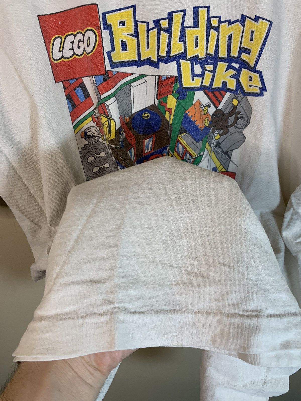 LEGO × Vintage *RARE* VTG 1995 LEGO Building Like Crazy Single Stitch Shirt Size US XL / EU 56 / 4 - 3 Thumbnail