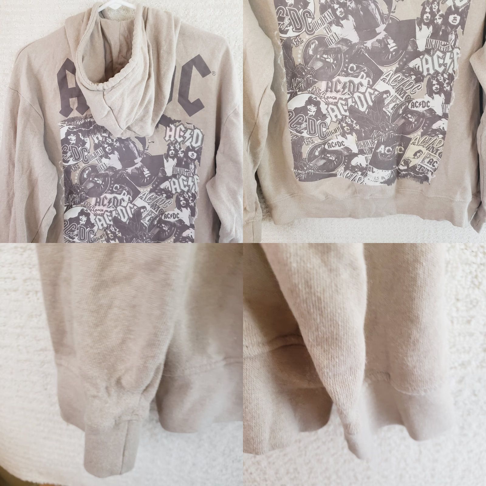 Vintage AC/DC Hoodie Sweatshirt Unisex M Beige Band Member Scene Back, Pockets Graphic Print Hoodie, AC/DC, Beige, M, Unisex Adults Size US M / EU 48-50 / 2 - 8 Thumbnail
