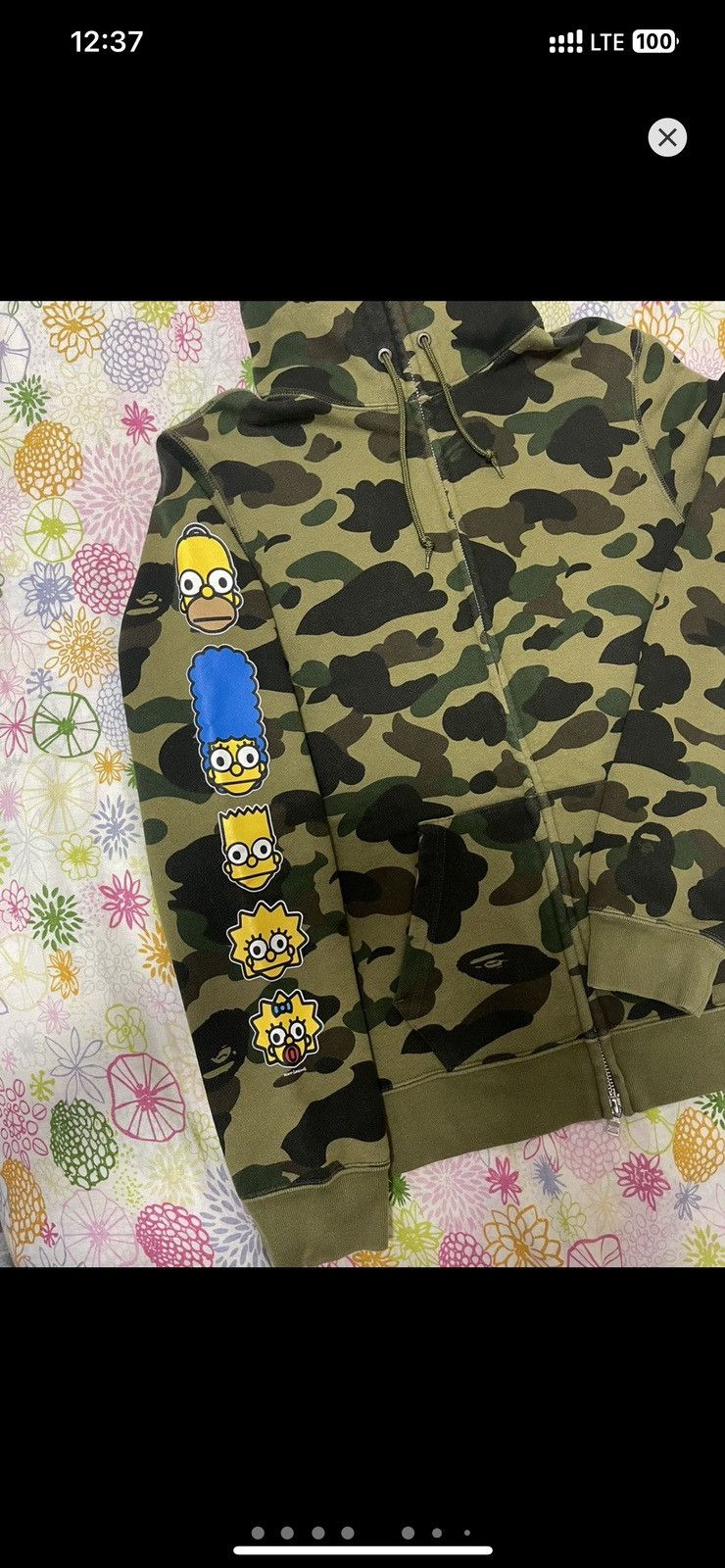 Bape Bape x The Simpsons Sleeve Logo Green Camo Full Zip Hoodie Size US S / EU 44-46 / 1 - 4 Thumbnail