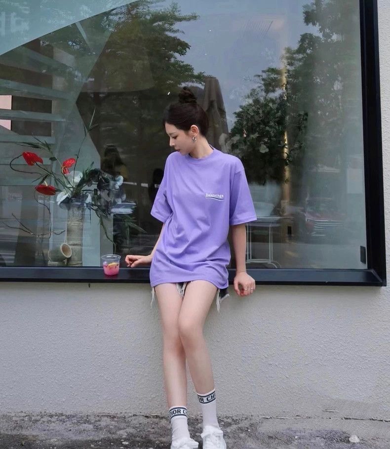 Balenciaga Balenciaga Taro purple embroidered waves cola logo short s Size US XS / EU 42 / 0 - 9 Thumbnail