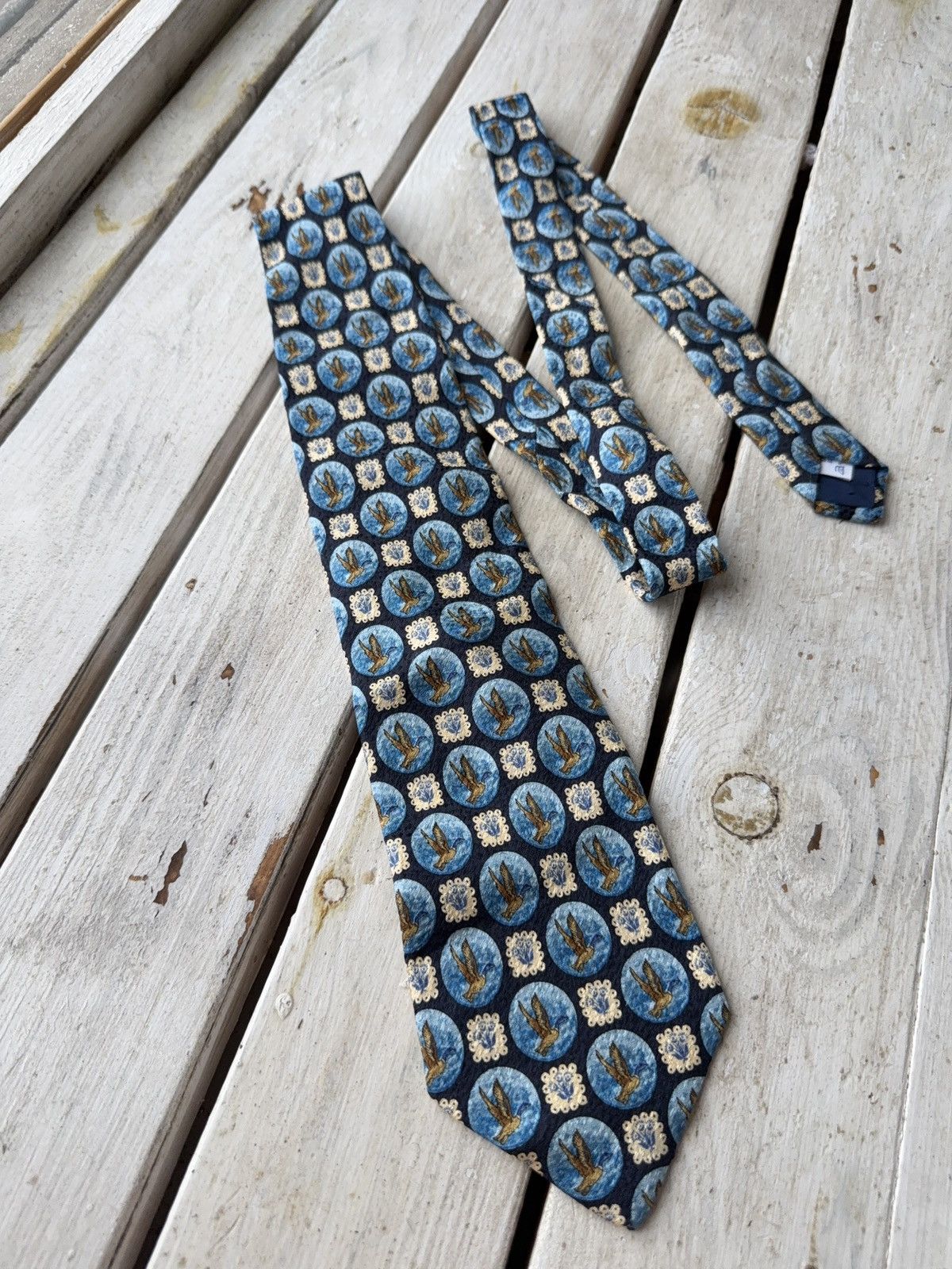 Designer × Givenchy Vintage Givenchy Gentleman Tie Birds Pattern Blue Gold Size ONE SIZE - 1 Thumbnail