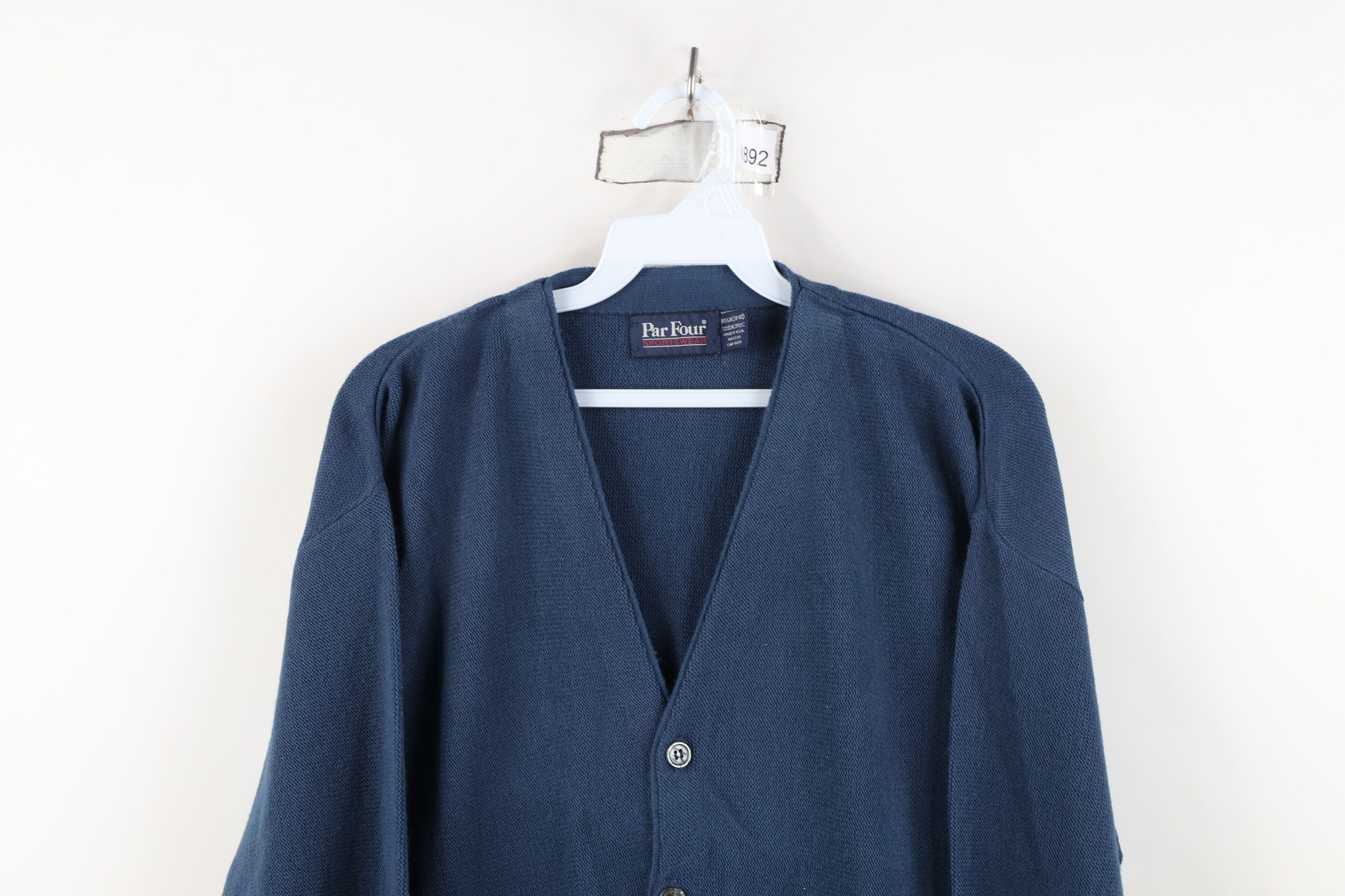 Vintage Vintage 70s Streetwear Blank Knit Cardigan Sweater Blue USA Size US M / EU 48-50 / 2 - 2 Thumbnail