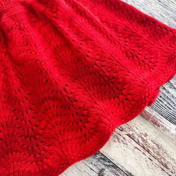 Handmade Handmade Knit Red Poncho Shawl Size ONE SIZE - 5 Thumbnail