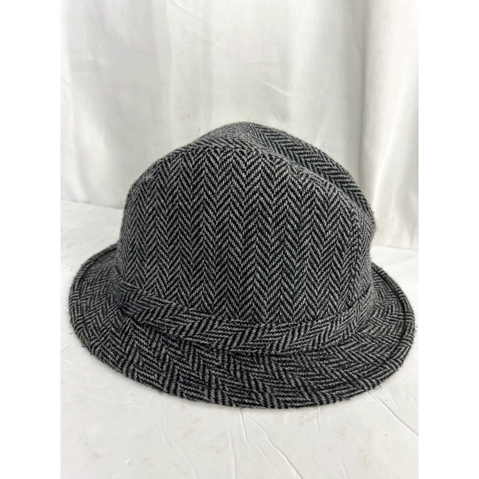 Vintage Dorfman Pacific Scala Hat Mens Large Wool Blend Herringbone Fedora Grey Vtg Size ONE SIZE - 5 Thumbnail