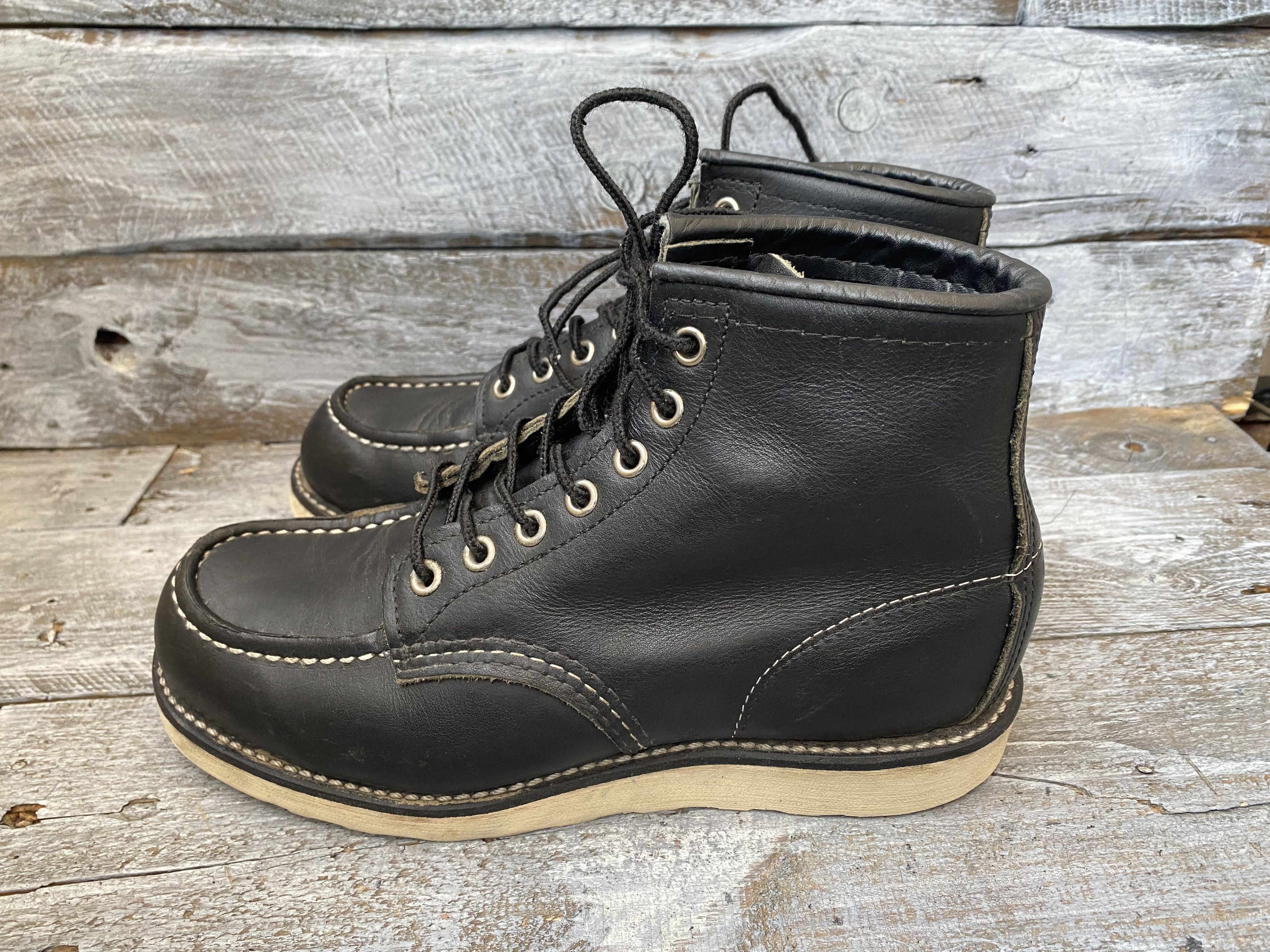 Red Wing Redwing moc-toe black leather boots sz 37.5 Size US 5.5 / EU 38 - 5 Thumbnail