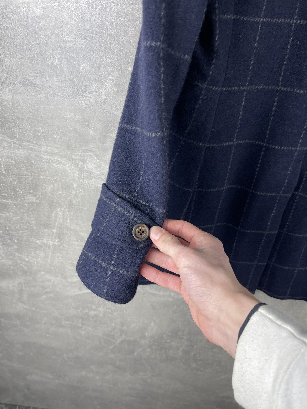 Eleventy Eleventy Platinum Wool Cashmere Check Coat Navy Blue Size US M / EU 48-50 / 2 - 9 Thumbnail