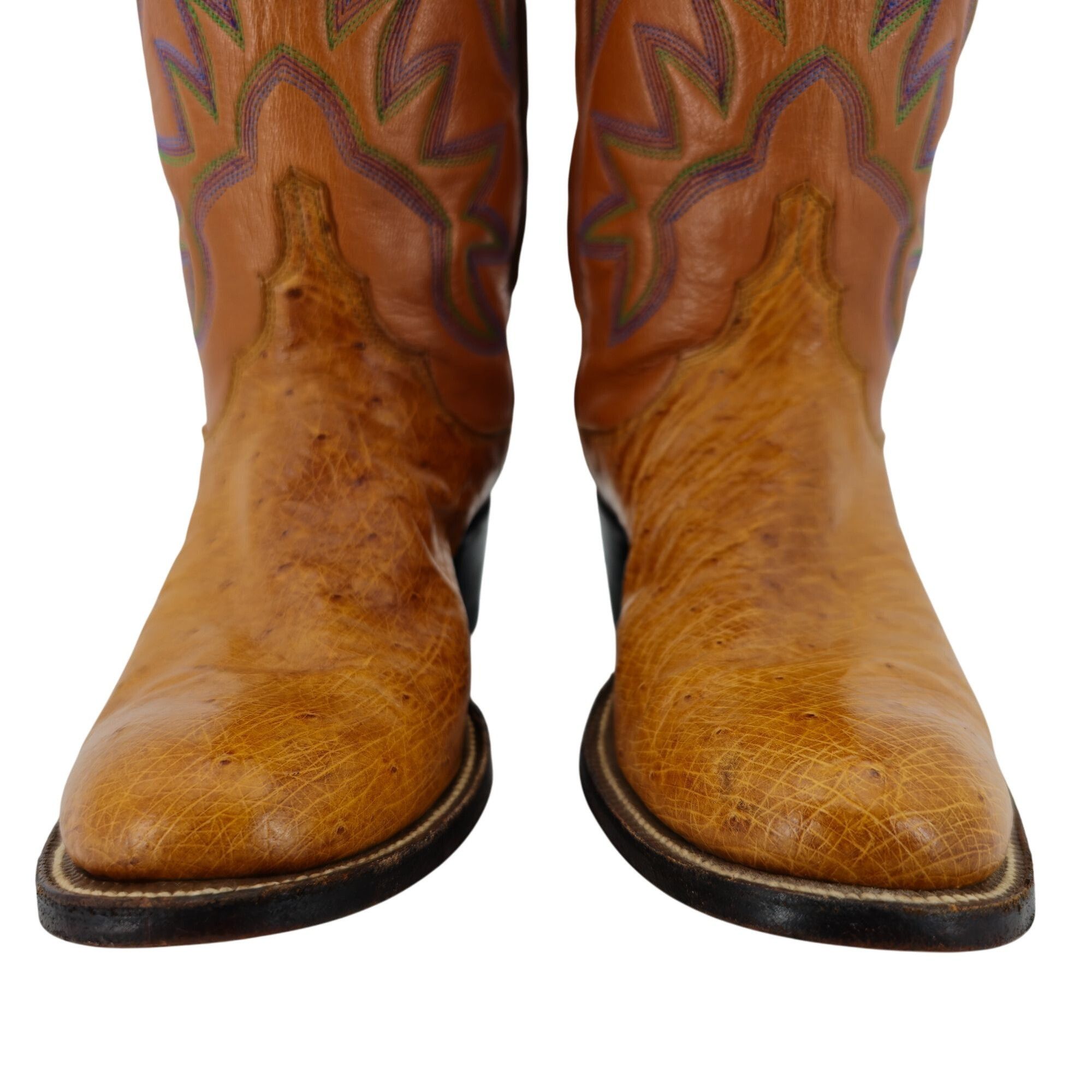 Other M.L. Leddys Ostrich Exotic Cowgirl Boots Womens 5B Brown Pur Size US 5 / IT 35 - 3 Thumbnail