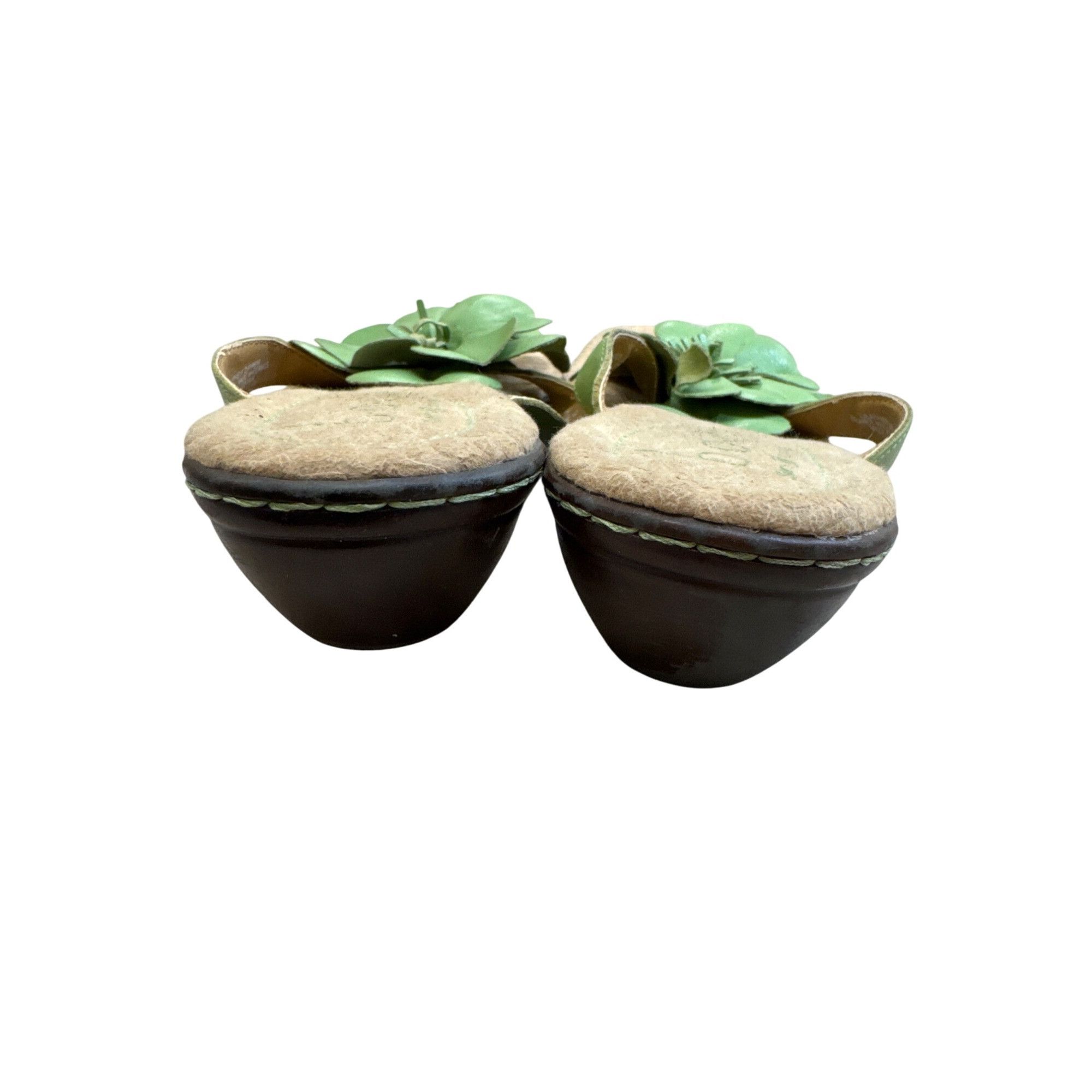 Boc B.O.C Womens Green Beige Leather Floral Slip-On Sandals Size Size US 9 / IT 39 - 7 Thumbnail