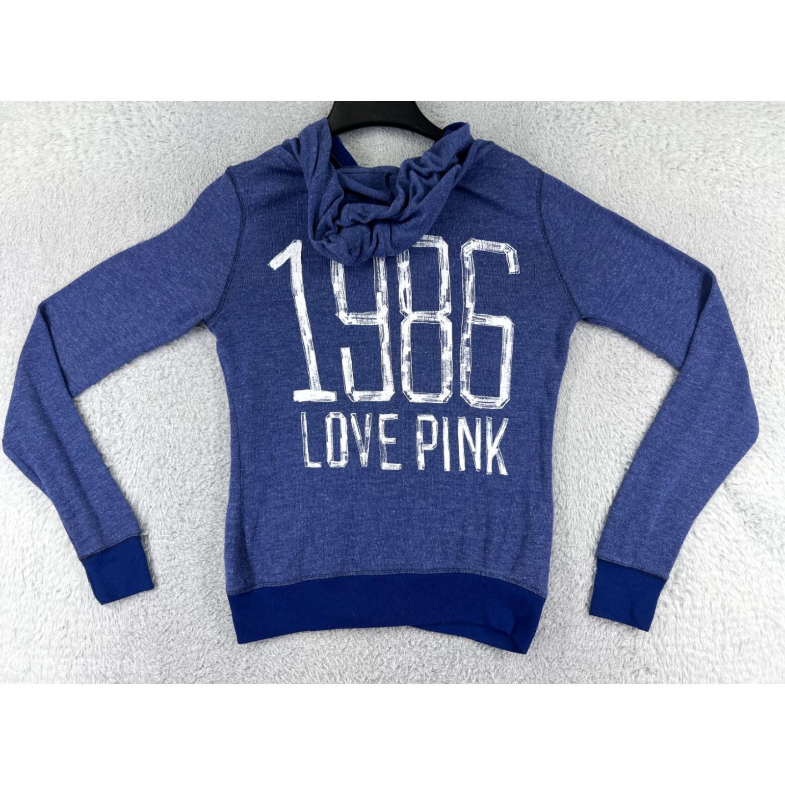 Victoria's Secret Victoria Secret PINK Women Extra Small Blue Sweater Full Zip Hooded Cotton Blend Size S / US 4 / IT 40 - 2 Thumbnail