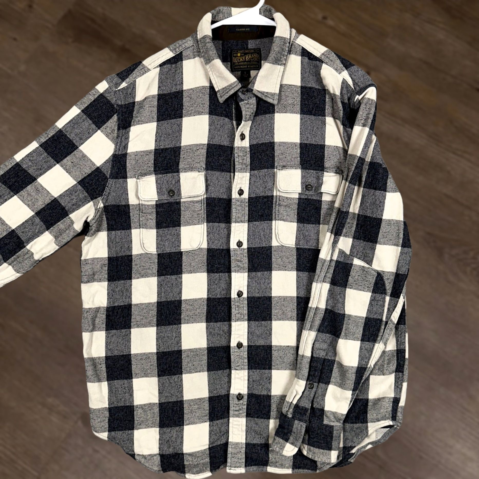 Lucky Brand Lucky Brand Shirt Flannel Plaid Blue Gray Men Large Classic Fit Button-Up Pockets Long Sleeve Size US L / EU 52-54 / 3 - 1 Thumbnail