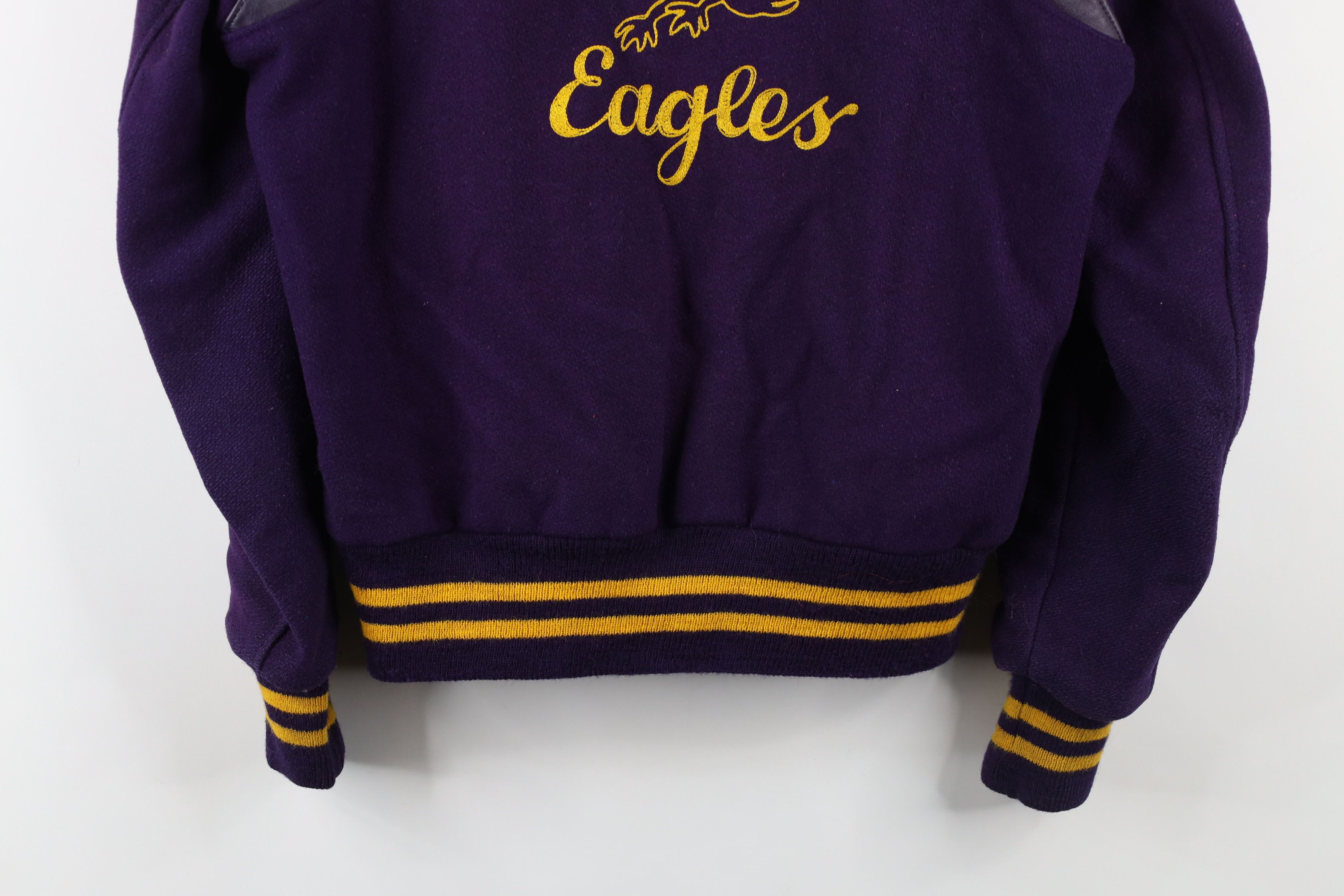 Vintage Vintage 80s Chainstitch Eagle Wool Leather Varsity Jacket Size US L / EU 52-54 / 3 - 14 Thumbnail