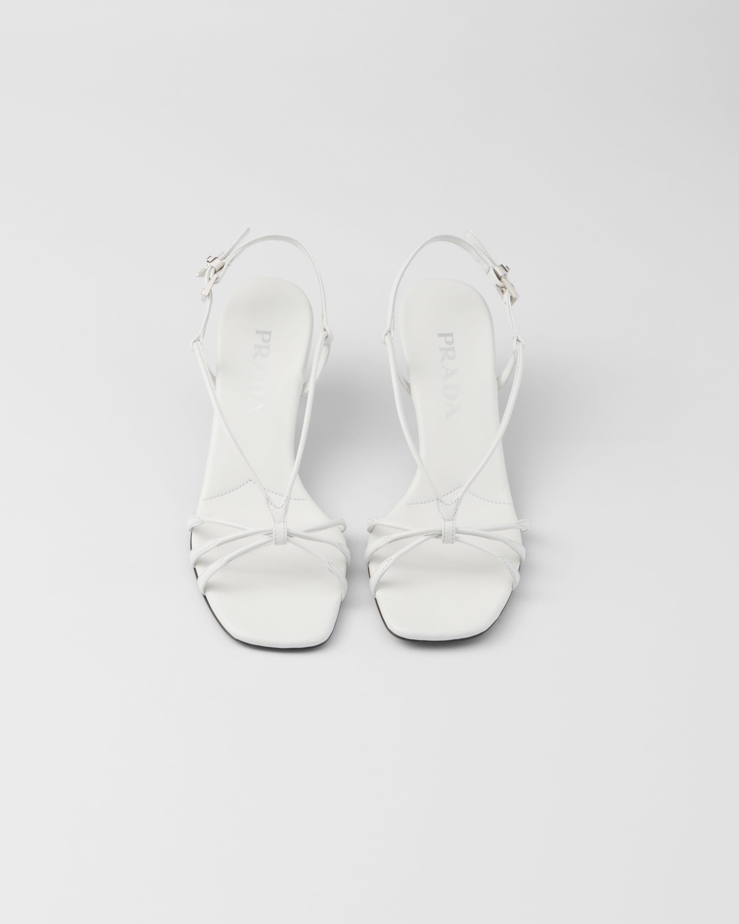 Prada os11x0326 Heeled Leather Sandals in White Size US 7.5 / IT 37.5 - 4 Thumbnail