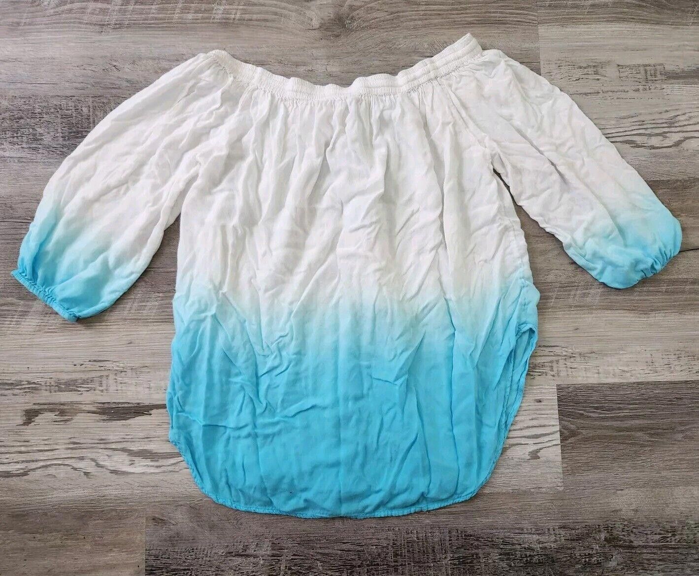 Saks Fifth Avenue Saks Fifth Avenue Top Medium Blue White Off The Shoulder Size M / US 6-8 / IT 42-44 - 3 Thumbnail