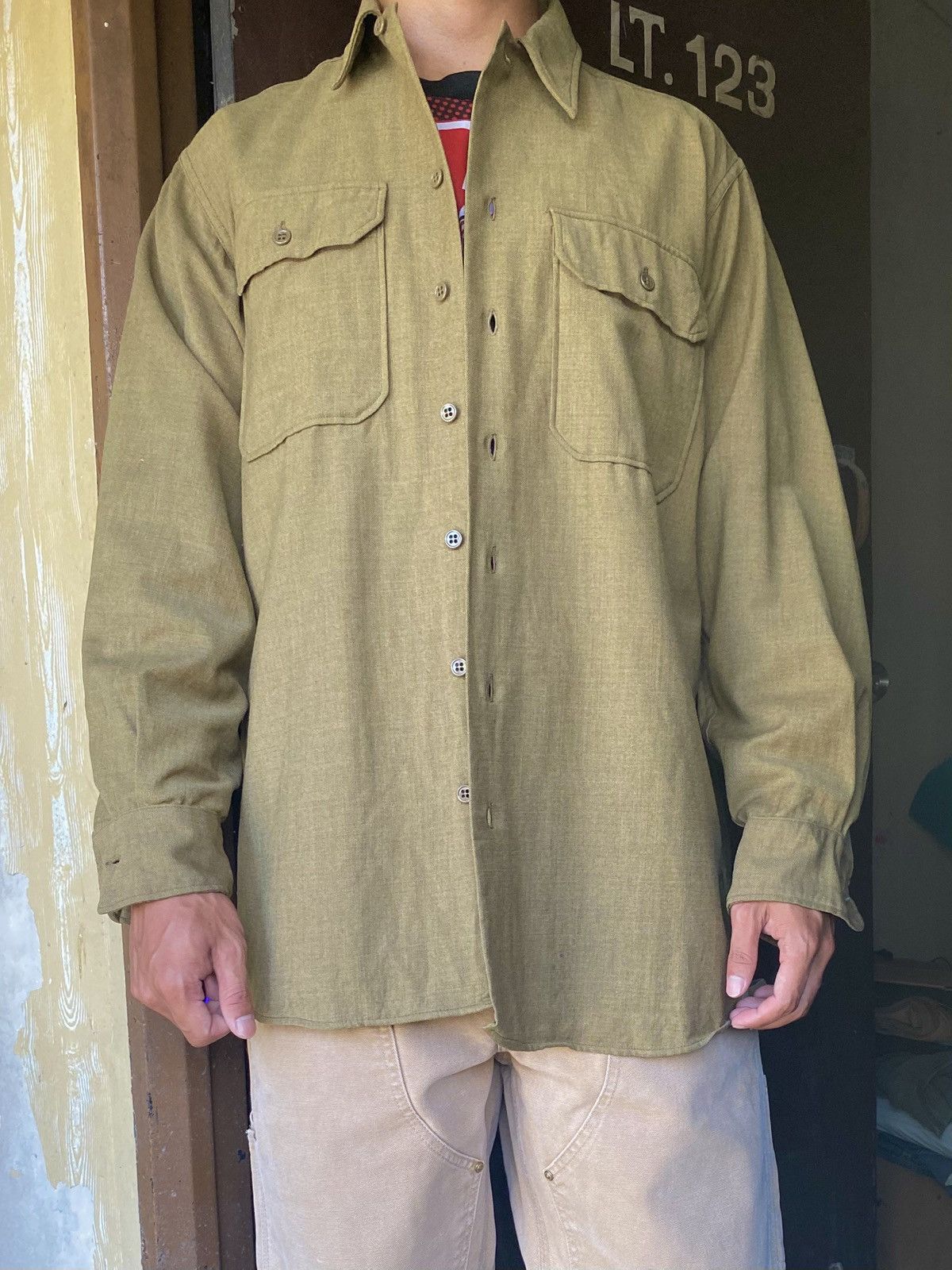 Other Vintage 1940s WWII US Army Wool field shirt military Uniform Size US XL / EU 56 / 4 - 2 Thumbnail