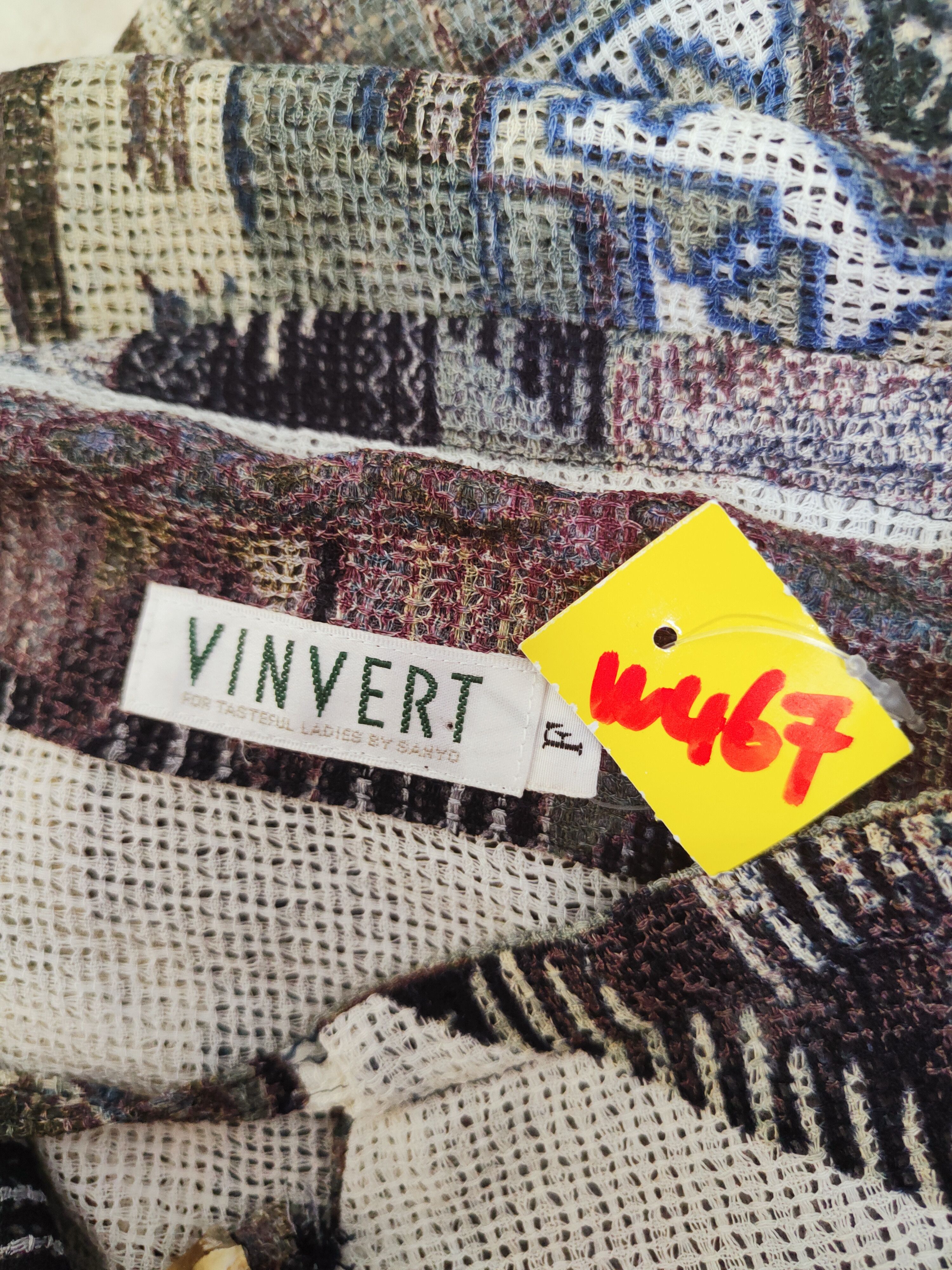 Japanese Brand Vinvert Mix Crochet Mesh Net Knitwear Button Up Shirts #W467 Size XL / US 12-14 / IT 48-50 - 11 Thumbnail