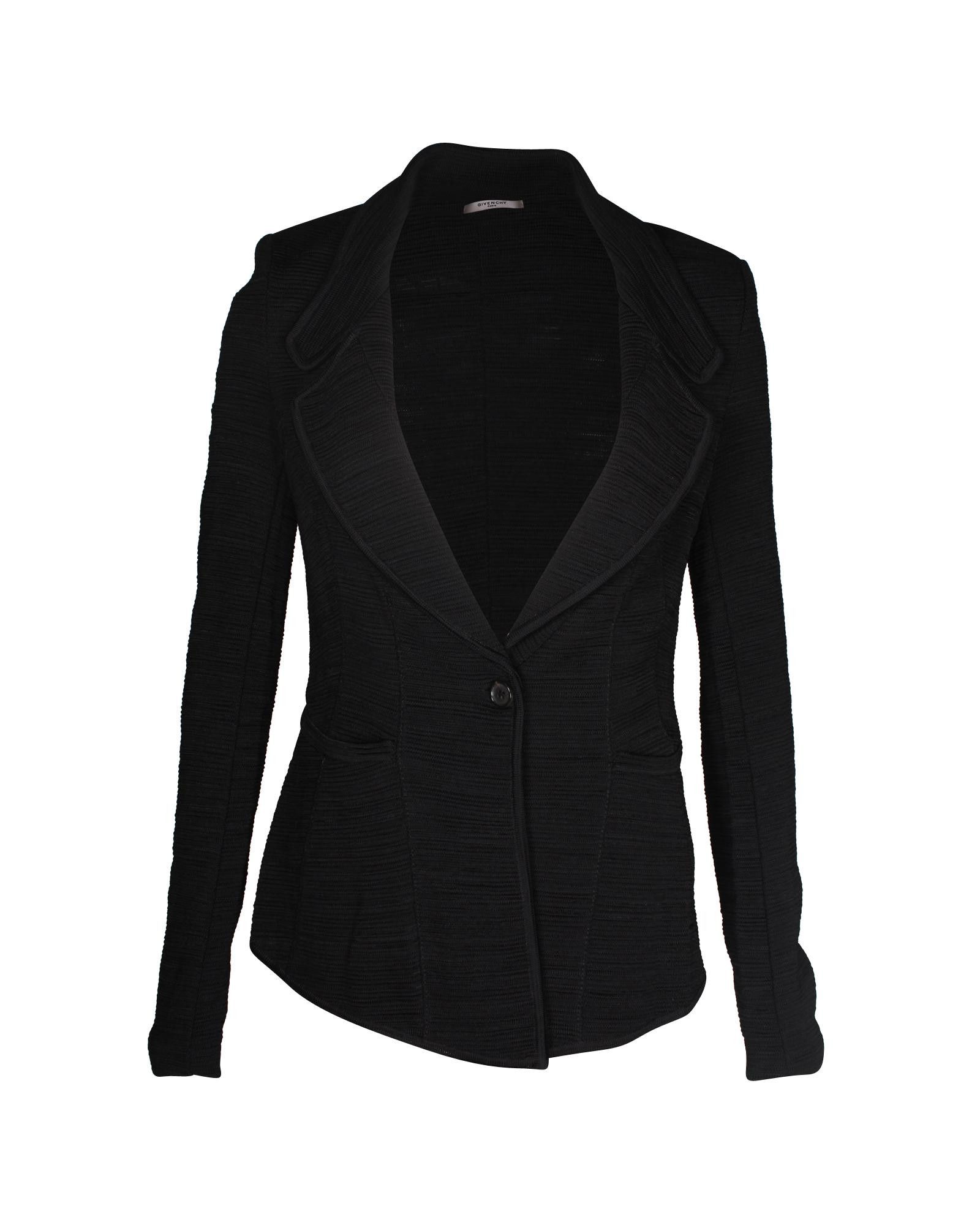 Image of Givenchy Textured Black Viscose Blazer, Women's (Size XS)