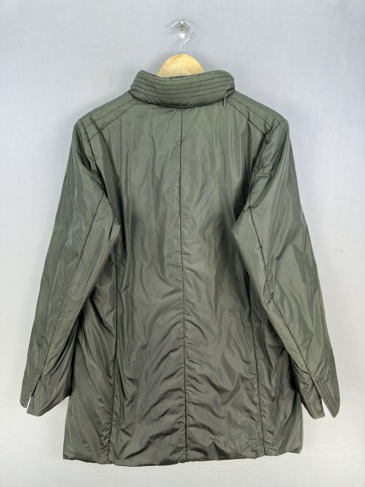 Japanese Brand Genny Olive Green Nylon Long Jacket Size L / US 10 / IT 46 - 4 Thumbnail