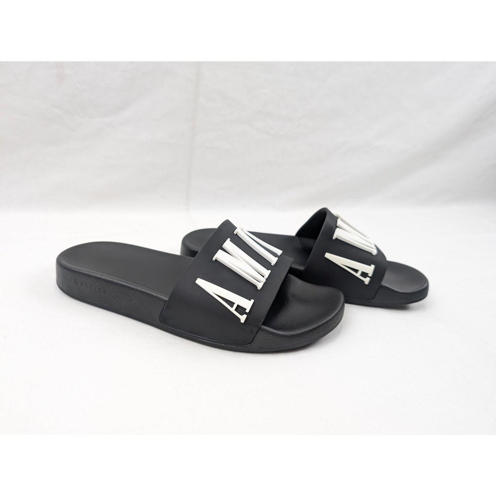 Amiri o1rshd1 Logo Pool Slide Slipper in Black/White Size US 12 / EU 45 - 12 Thumbnail