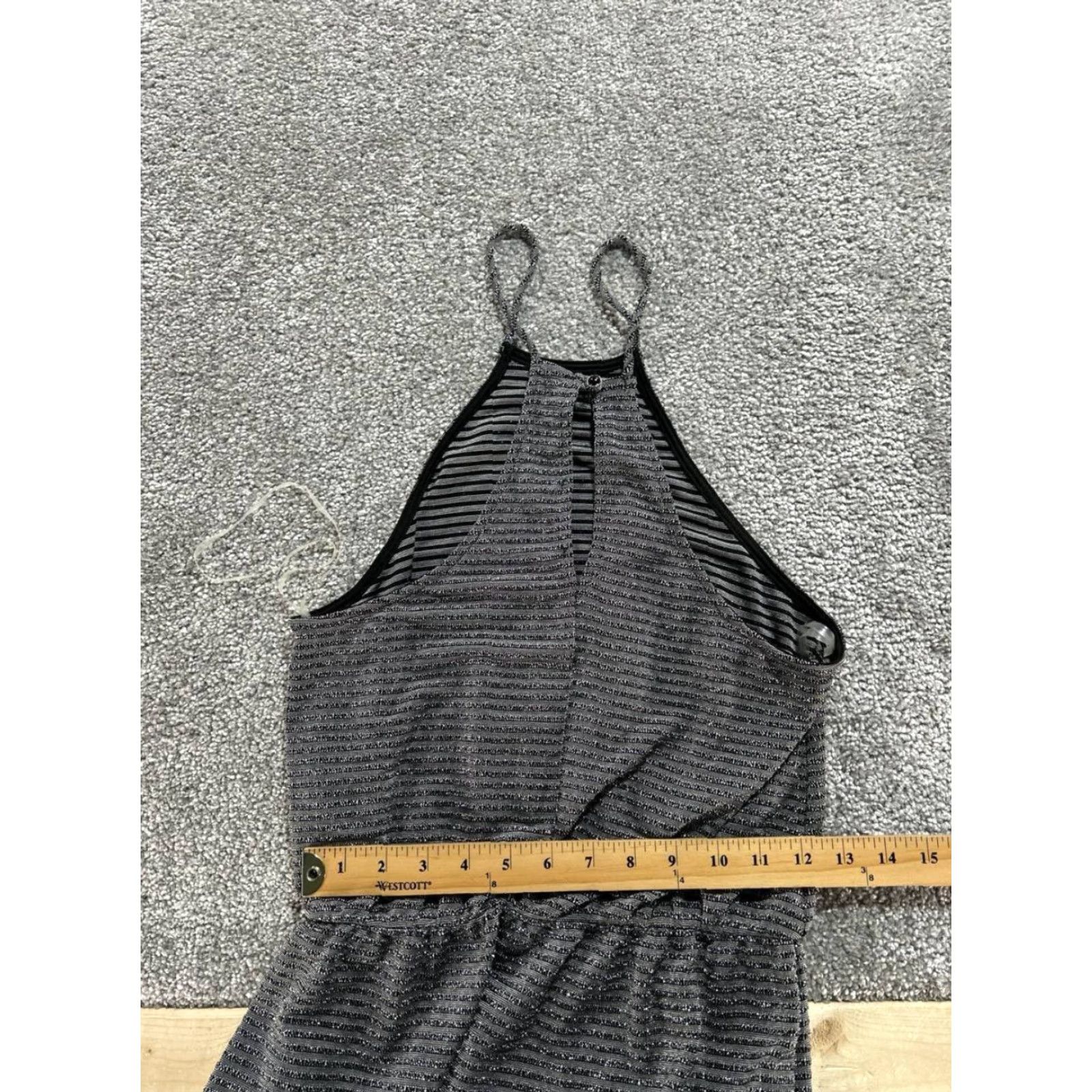 Vintage Everly Maxi Dress Women XS Gray Stripes Halter Dress Maxi Straps Stretch Casual Modern Size XS / US 0-2 / IT 36-38 - 5 Thumbnail