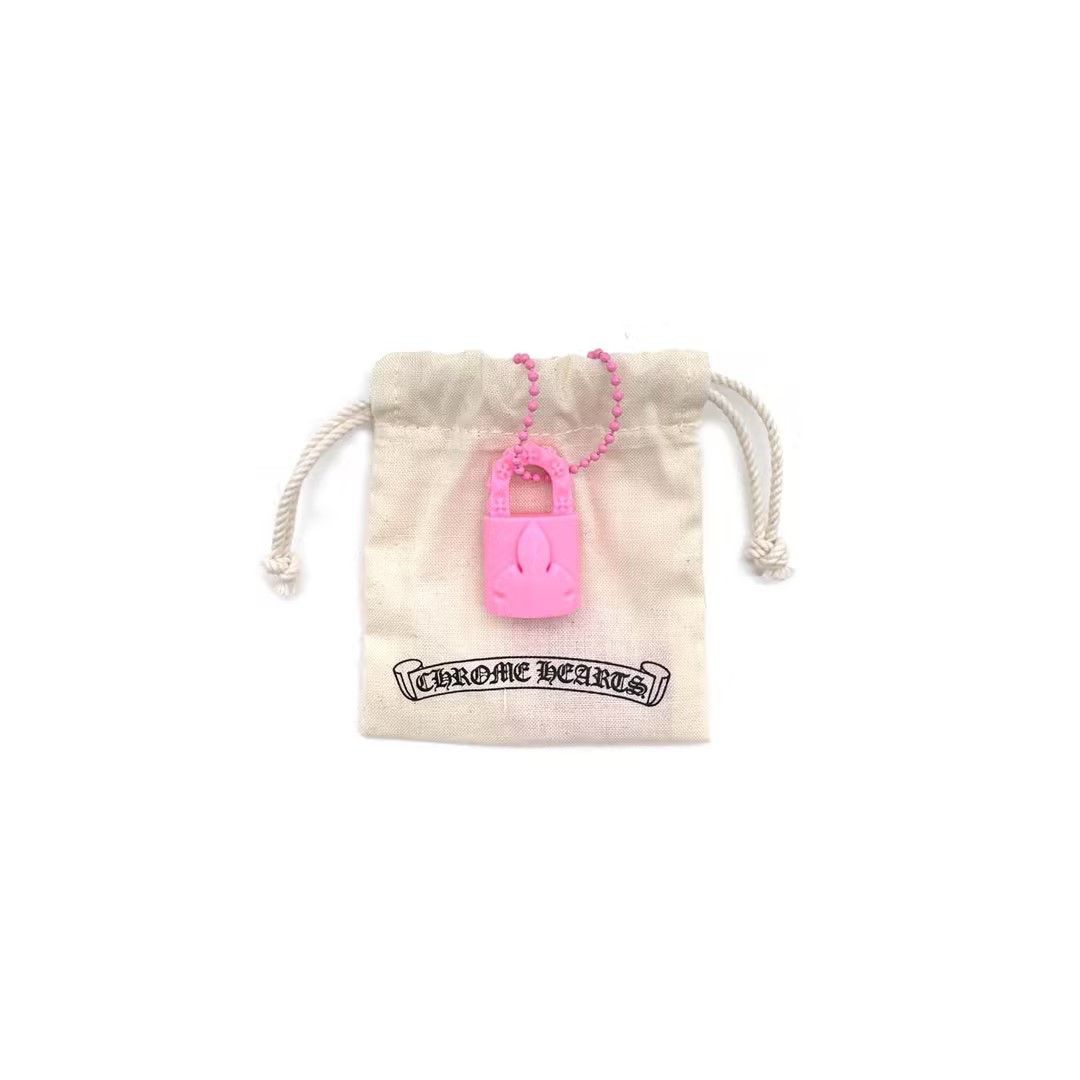 Chrome Hearts Chrome Hearts Pink Resin Lock Pendant Ball Chain Necklace Size ONE SIZE - 4 Thumbnail