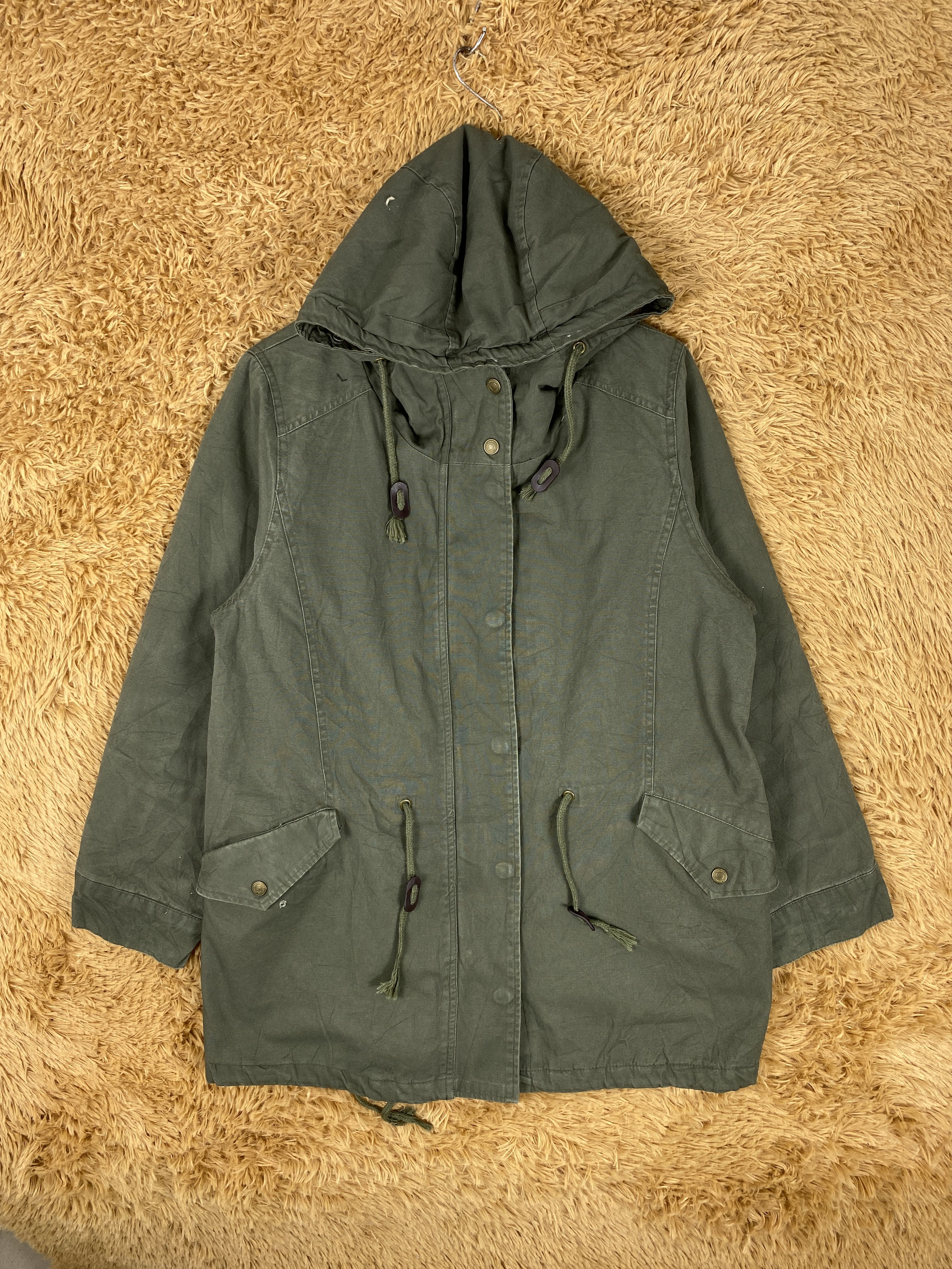 image of Vintage Blue Strive Hoodie Sherpa Lining Jacket in Miltary Green, Men's (Size Medium)